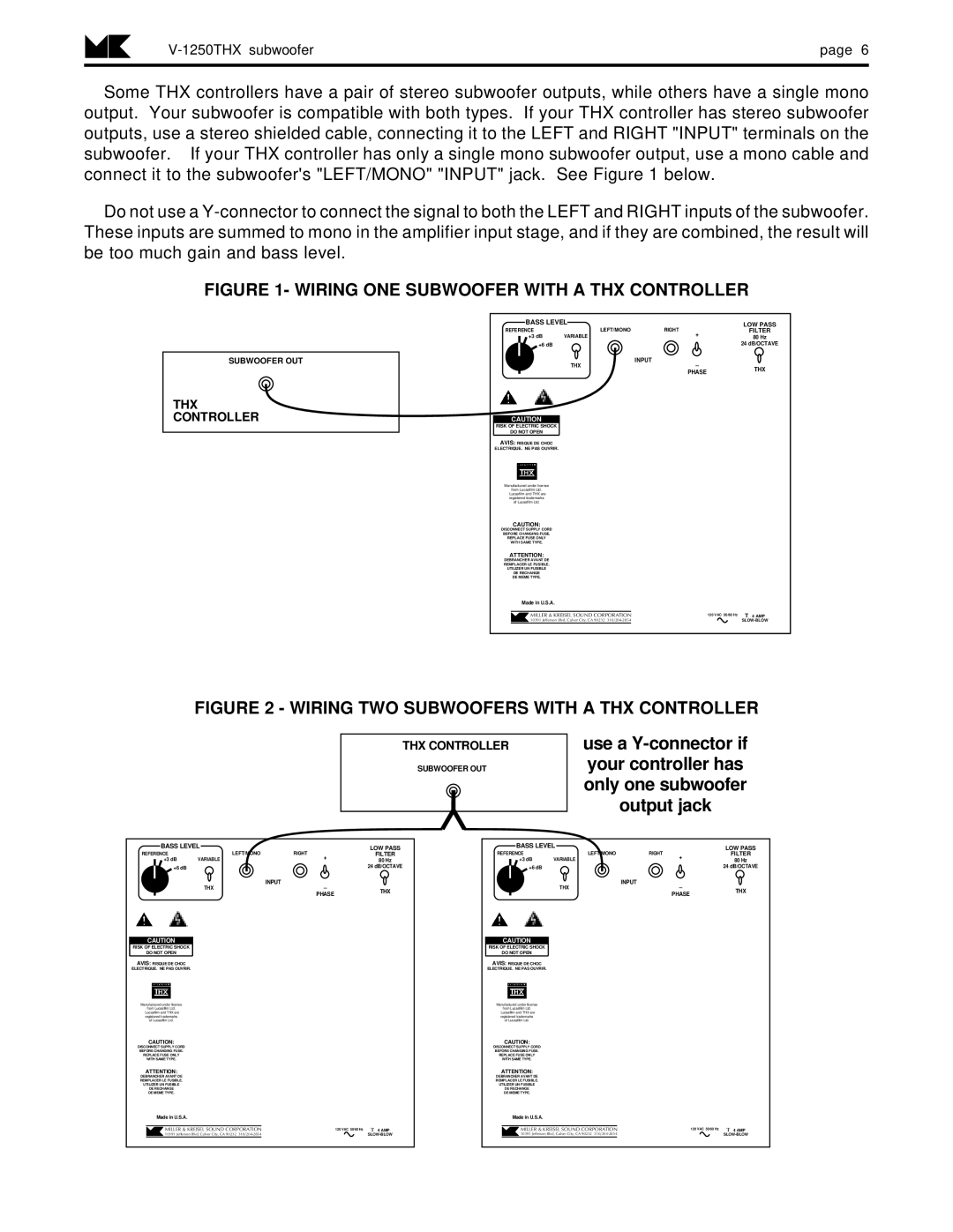 MK Sound V-1250THX operation manual Thx Controller 