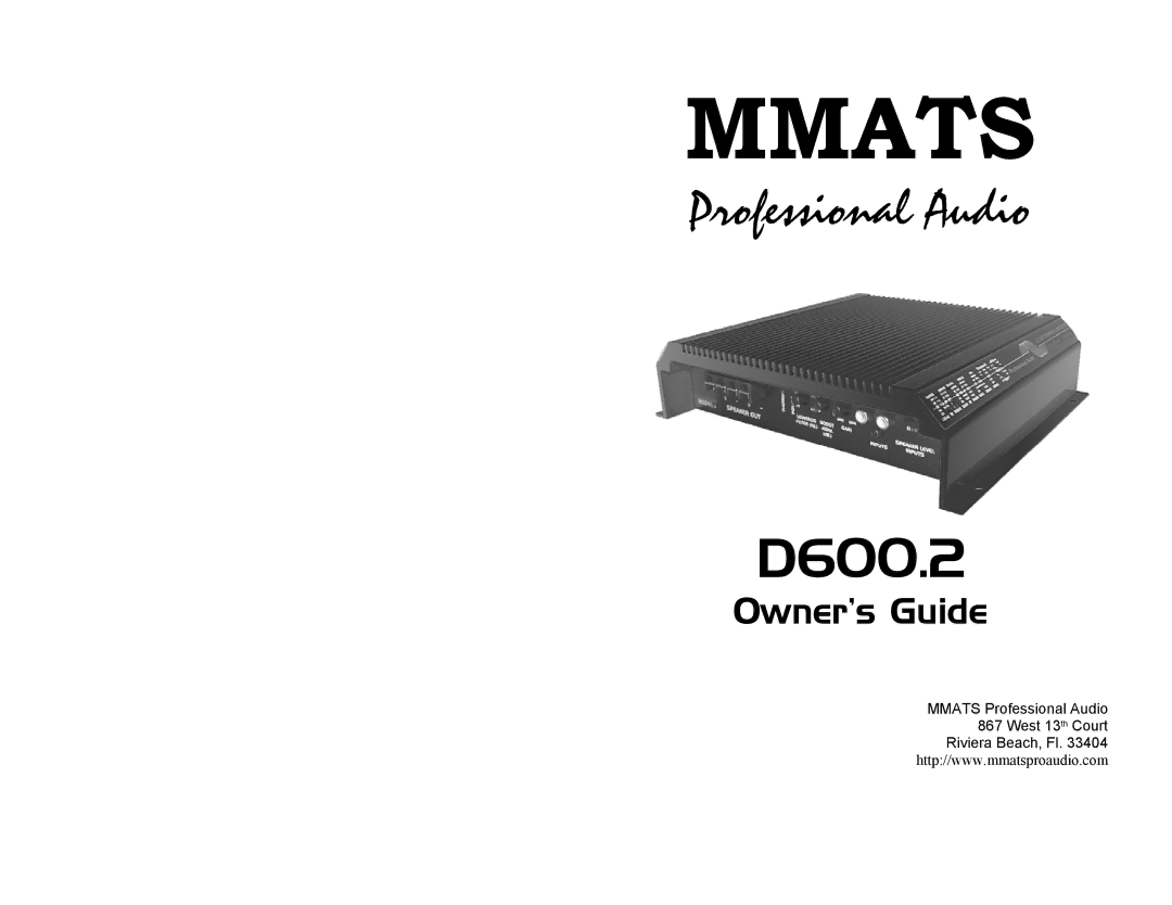 MMATS Professional Audio D600.2 manual Mmats 