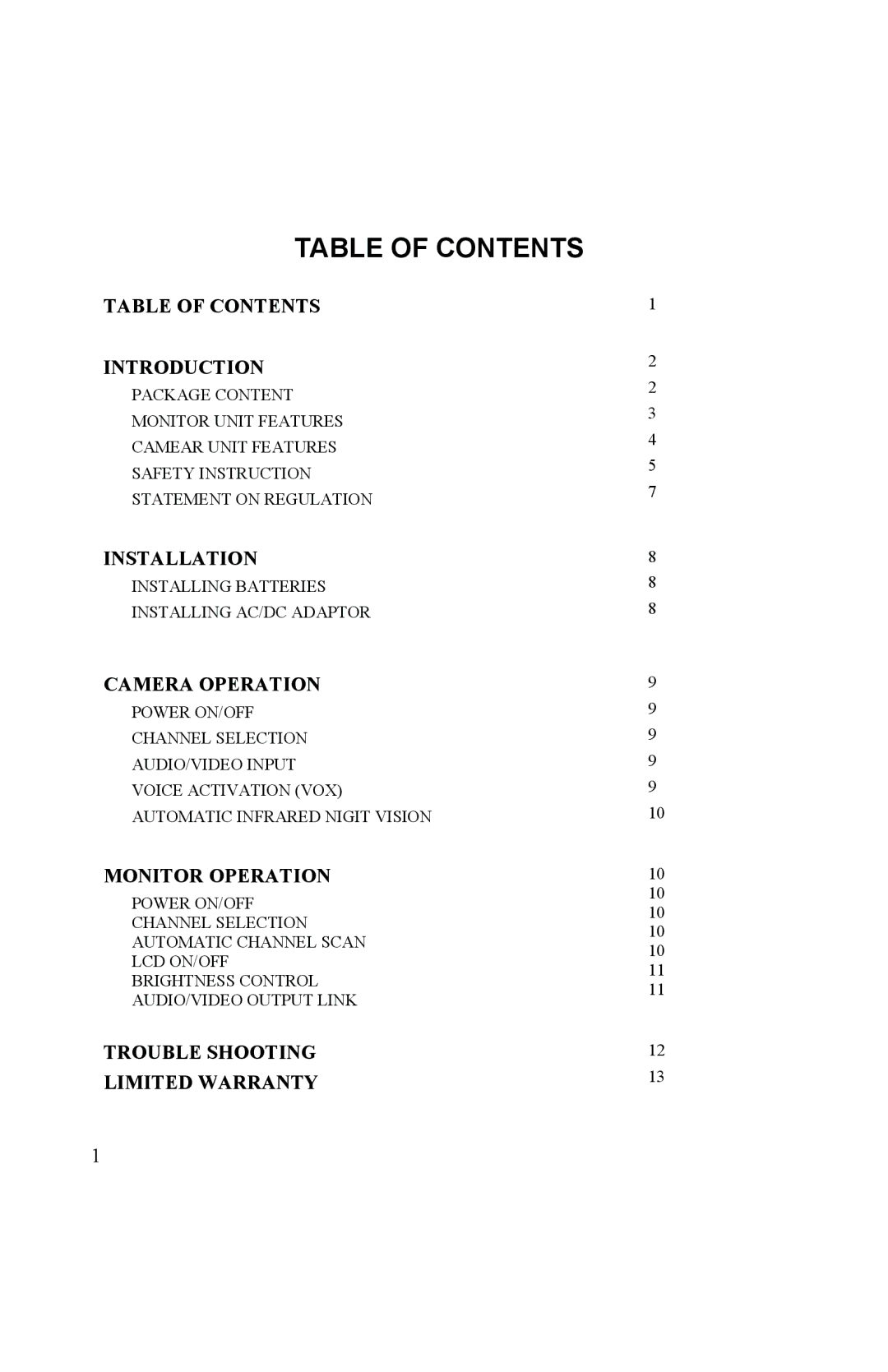 Mobi Technologies 70060 user manual Table of Contents 