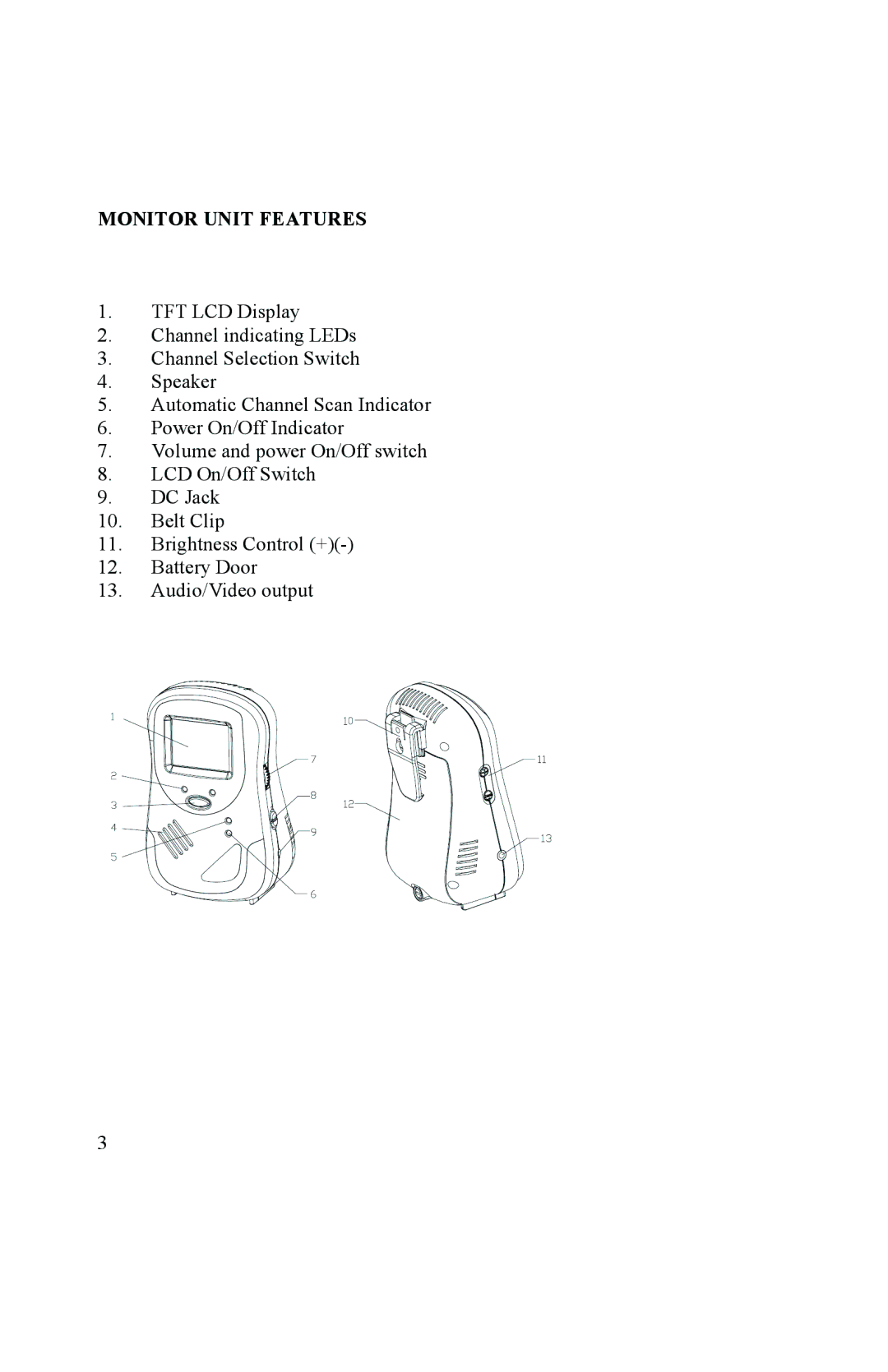 Mobi Technologies 70060 user manual Monitor Unit Features 