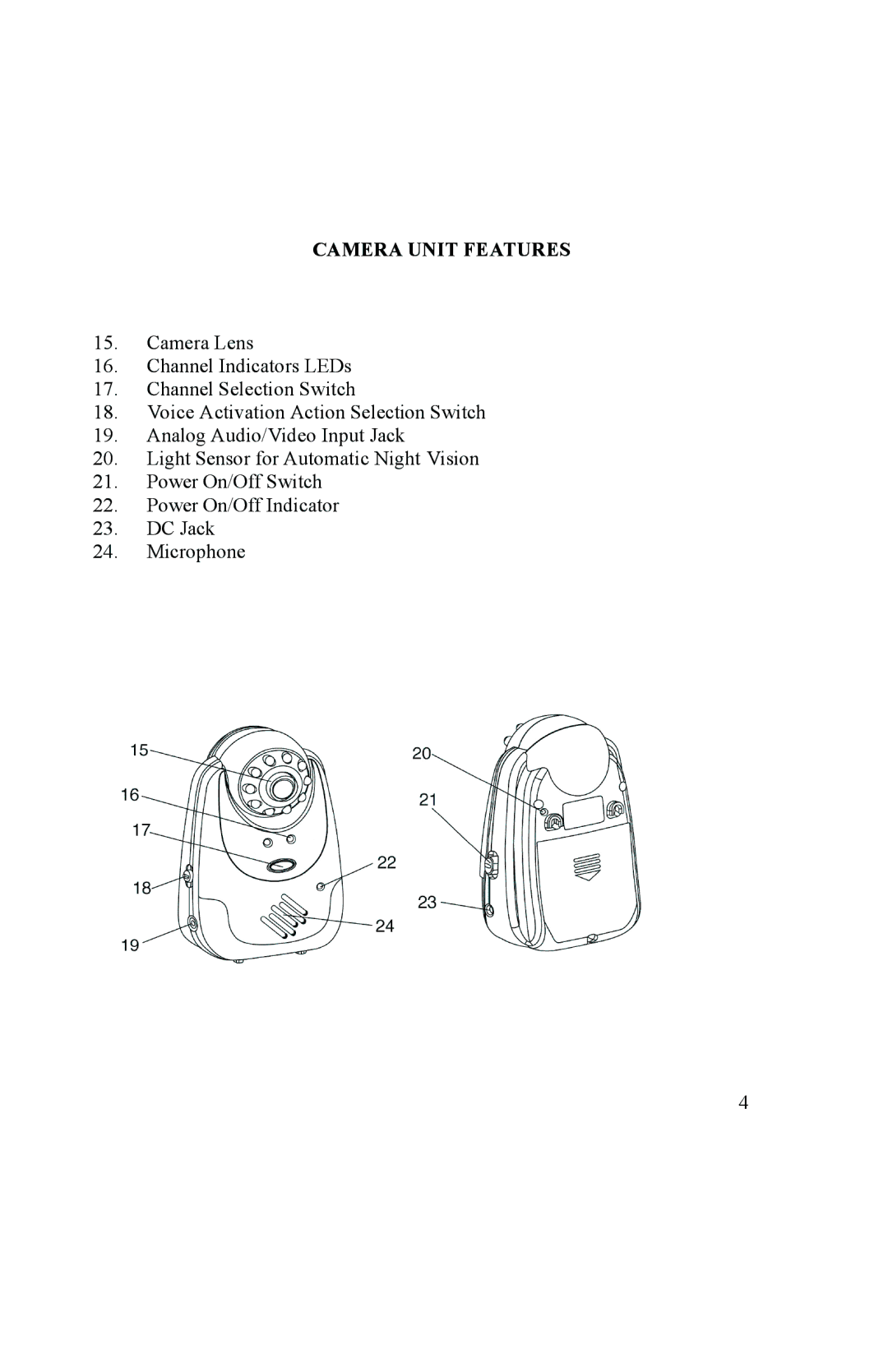 Mobi Technologies 70060 user manual Camera Unit Features 