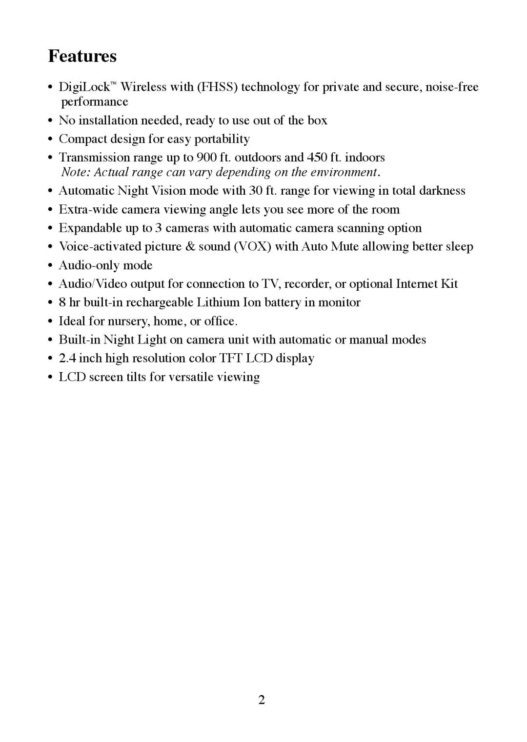 Mobi Technologies 70062 manual Features 