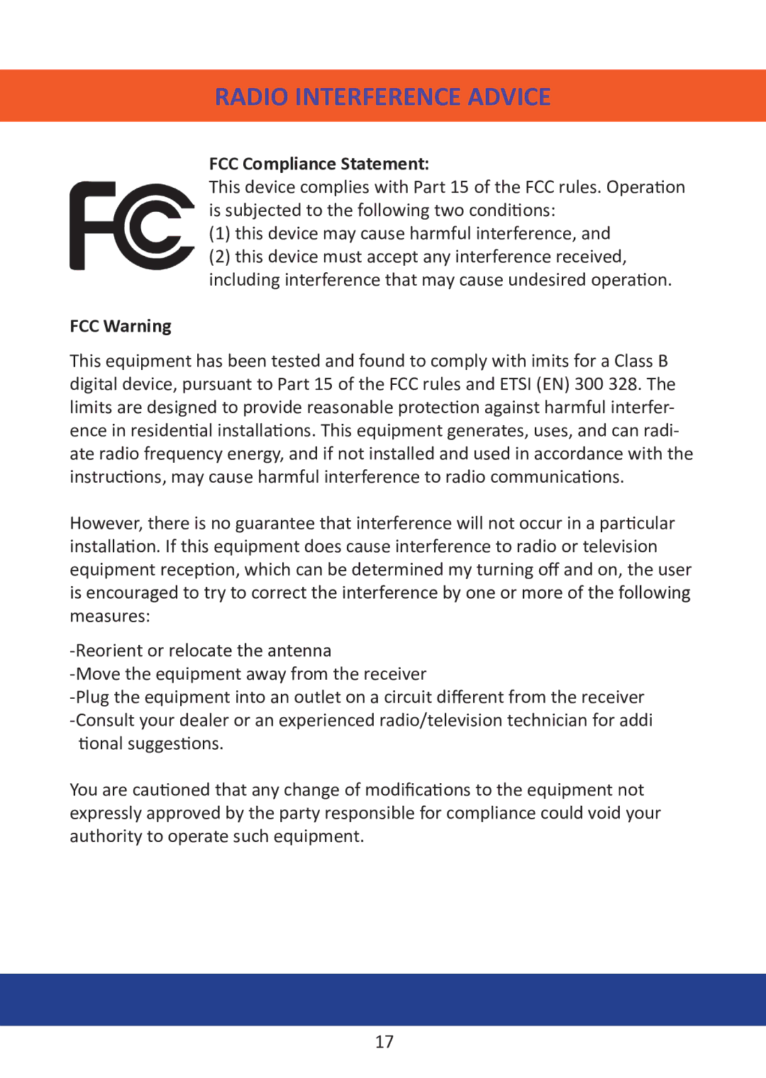 Mobi Technologies DXR, 70204 manual Radio Interference Advice, FCC Compliance Statement, FCC Warning 