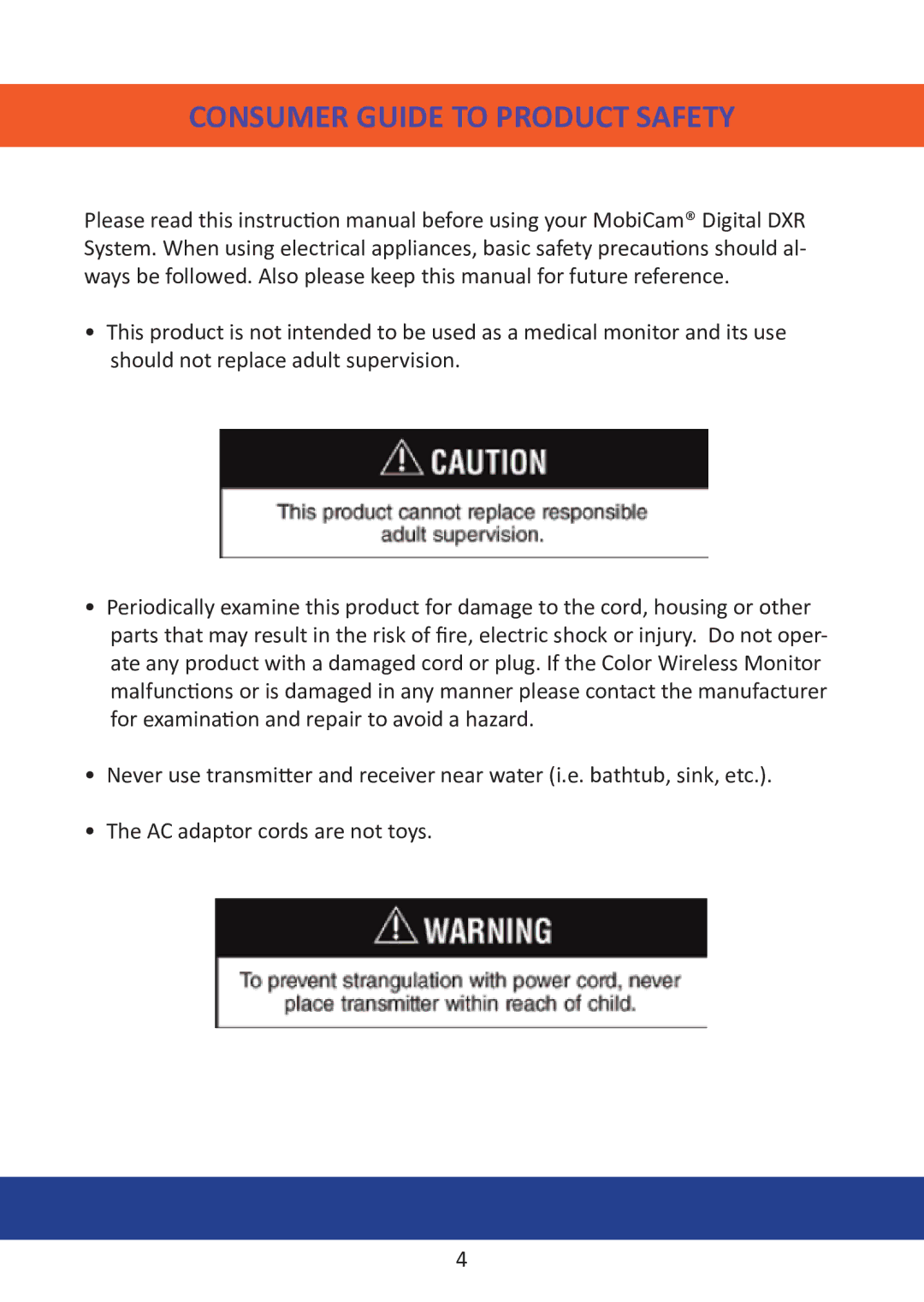 Mobi Technologies 70204, DXR manual Consumer Guide to Product Safety 