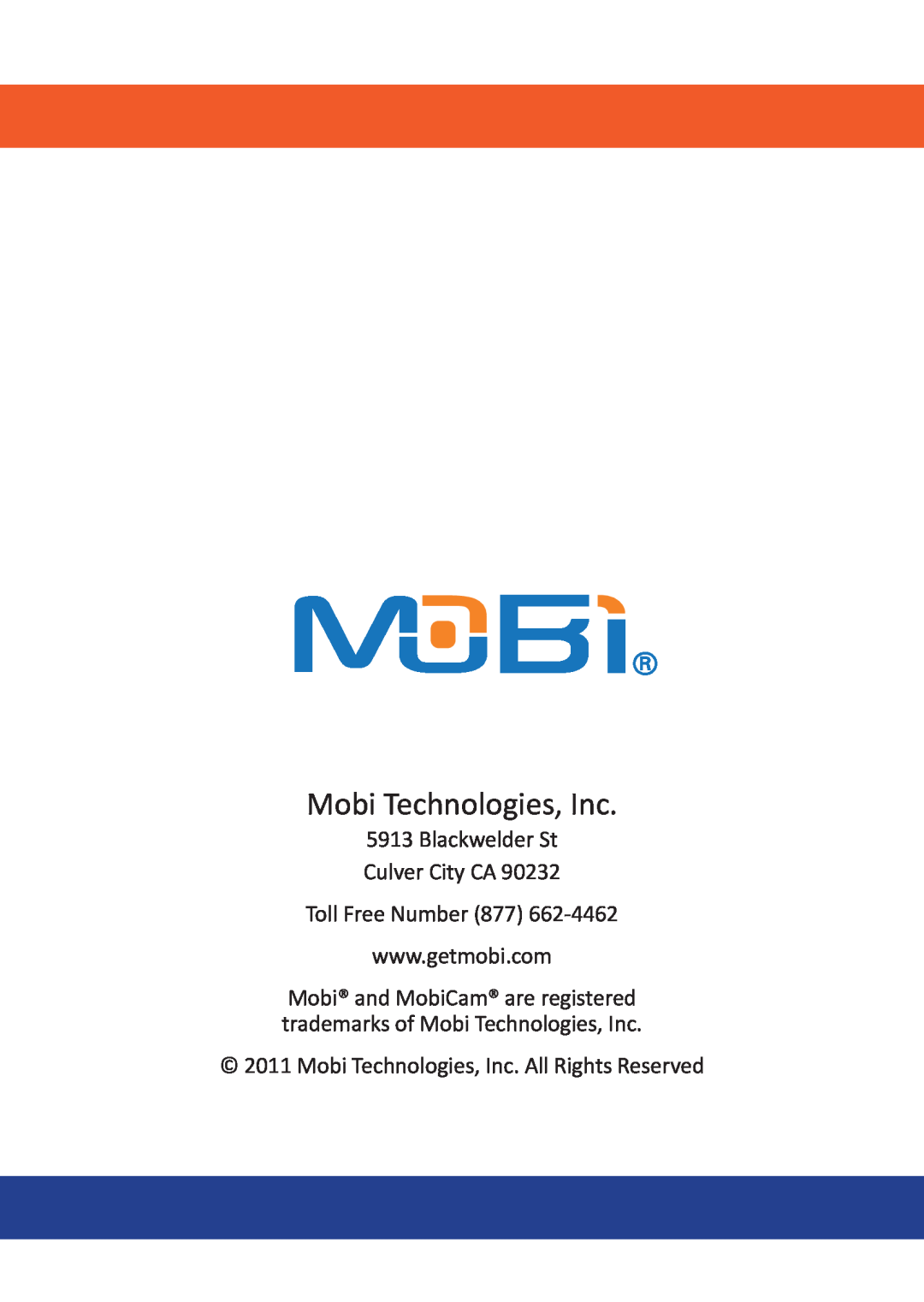Mobi Technologies 70204, DXR manual Blackwelder St Culver City CA, Mobi Technologies, Inc. All Rights Reserved 