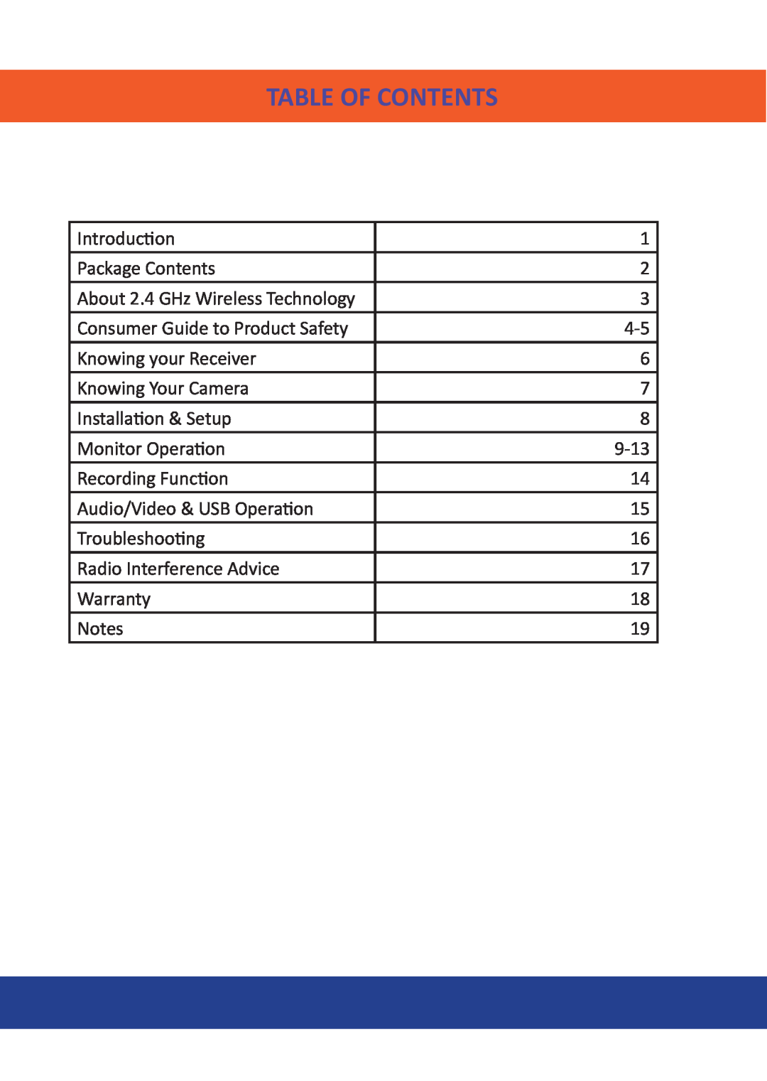 Mobi Technologies 70204, DXR manual Table Of Contents 