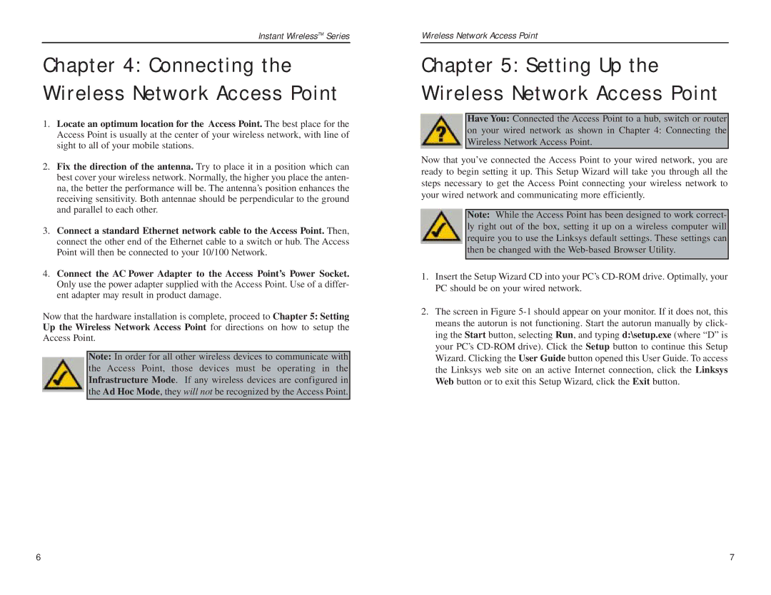 Mobile Mark wap11 manual Connecting the Wireless Network Access Point 