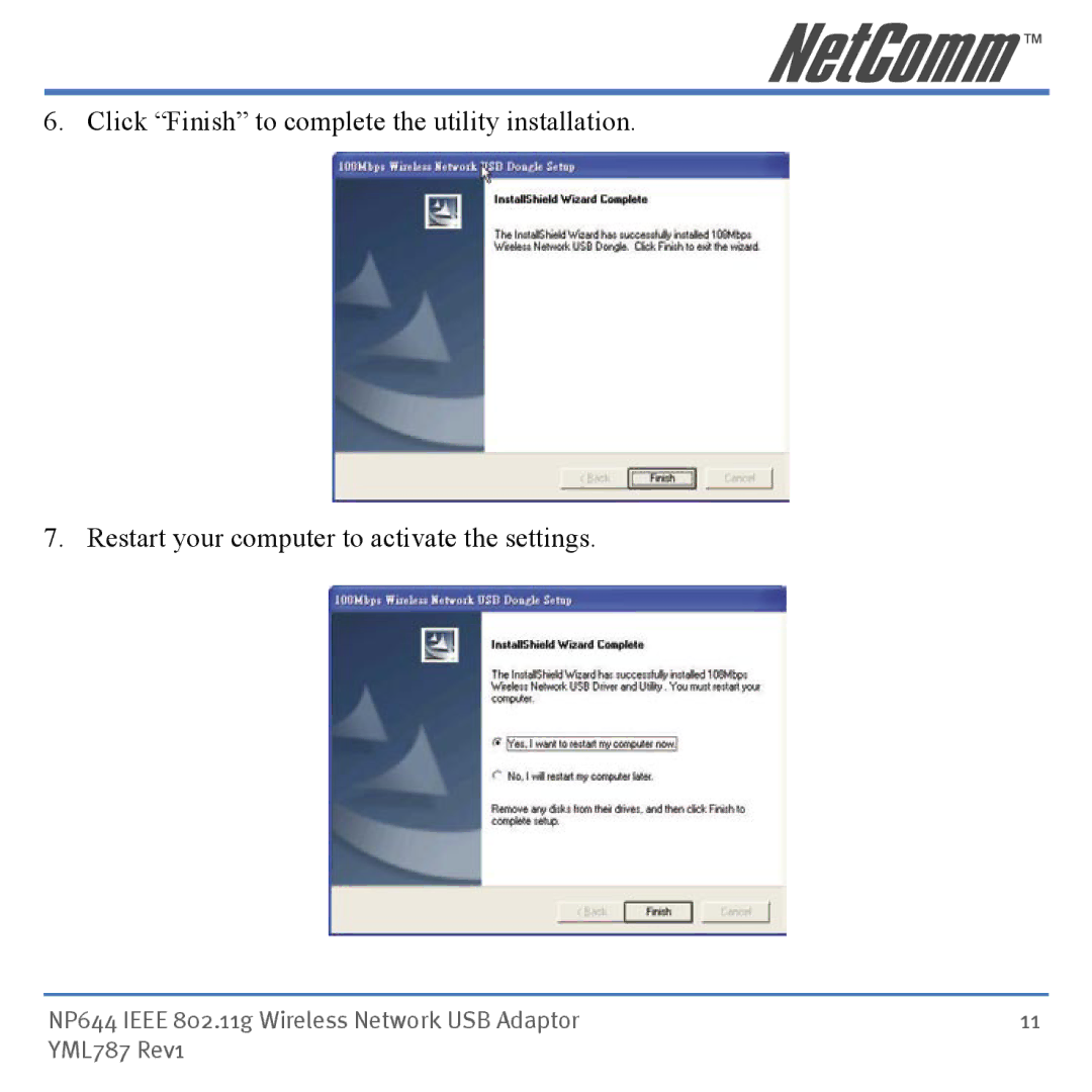 Mobility Electronics manual NP644 Ieee 802.11g Wireless Network USB Adaptor YML787 Rev1 