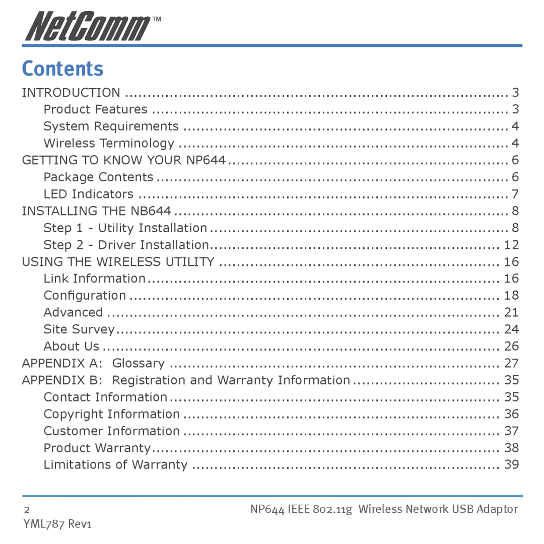 Mobility Electronics NP644 manual Contents 