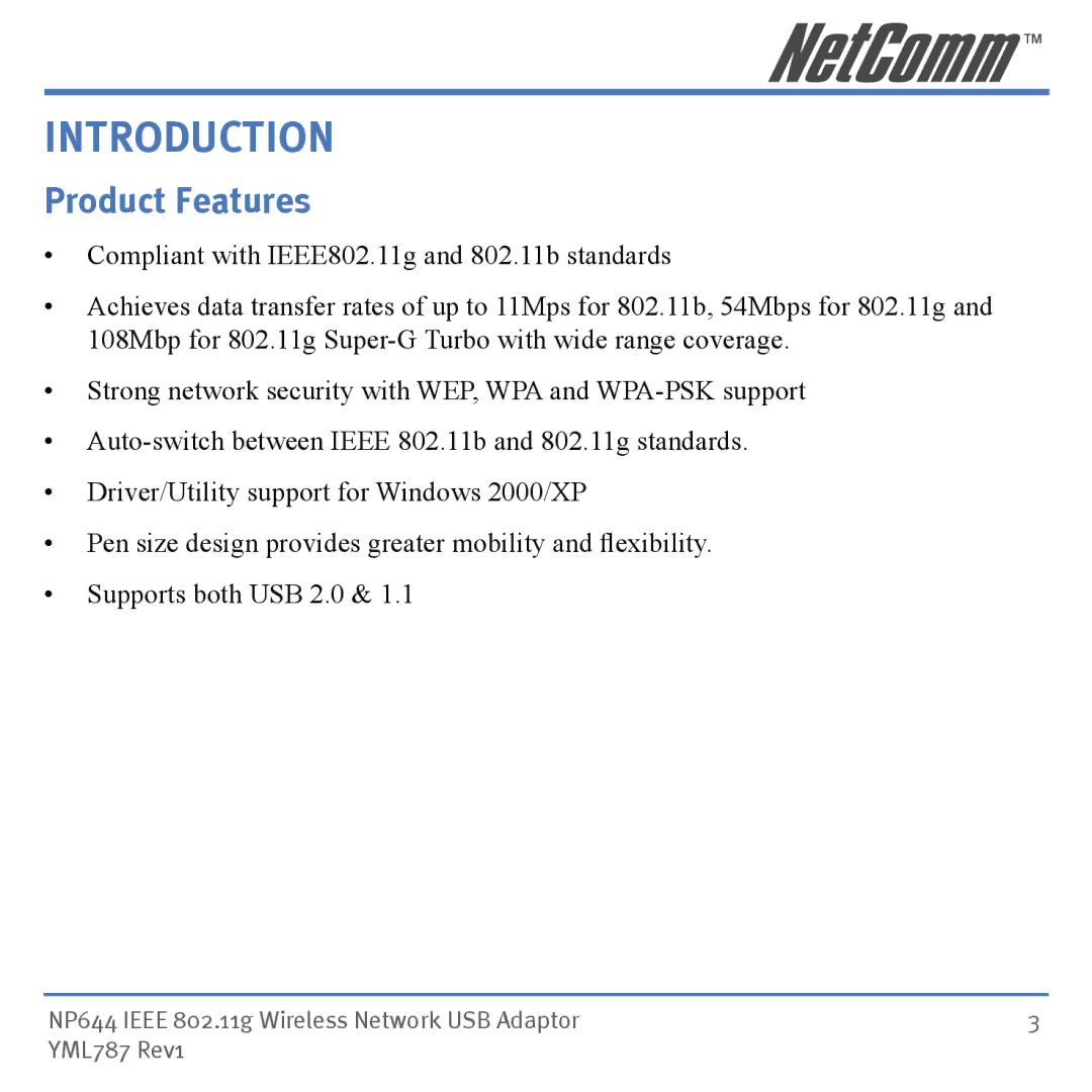 Mobility Electronics NP644 manual Introduction, Product Features 