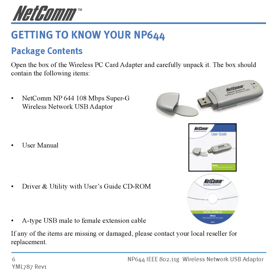 Mobility Electronics manual Getting to Know Your NP644, Package Contents 