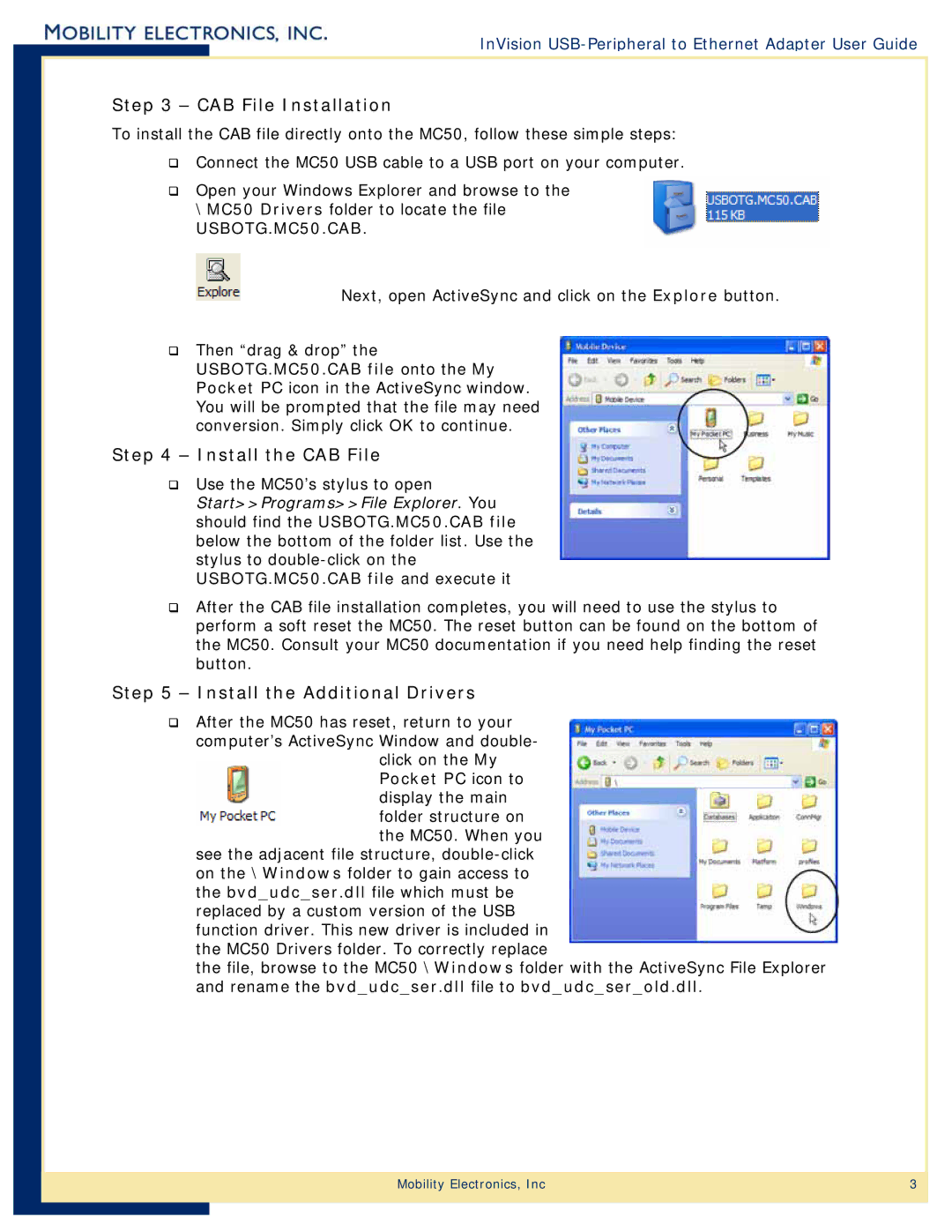 Mobility Electronics PS6U1UPE manual CAB File Installation 