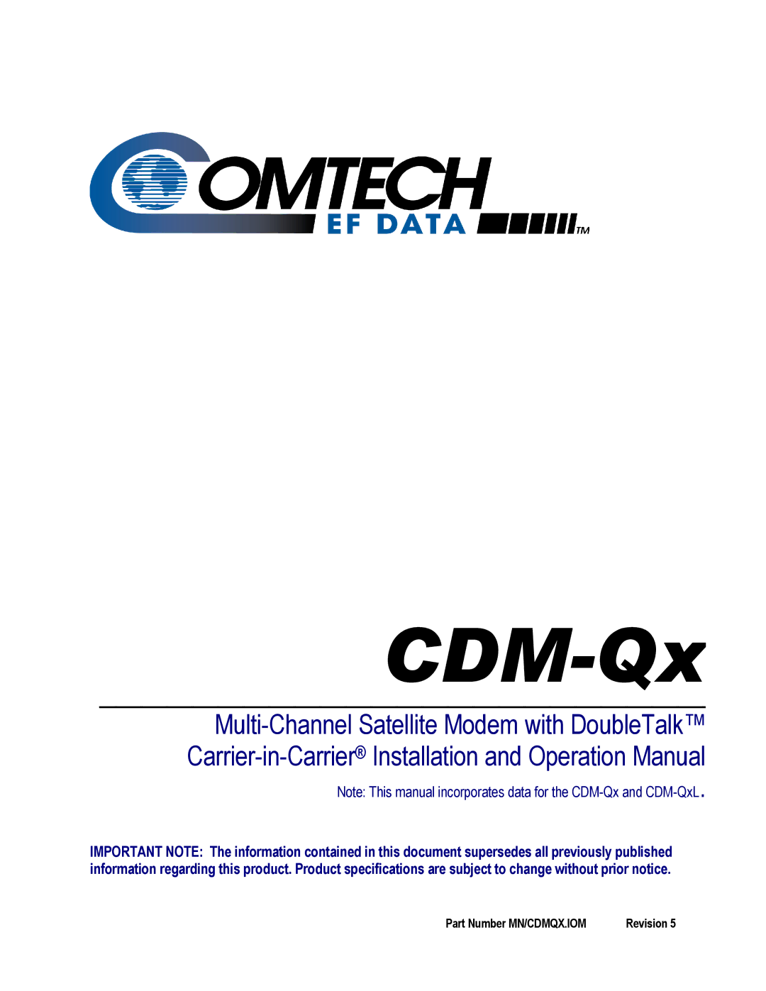 Mocomtech CDM-QX operation manual CDM-Qx, Revision 