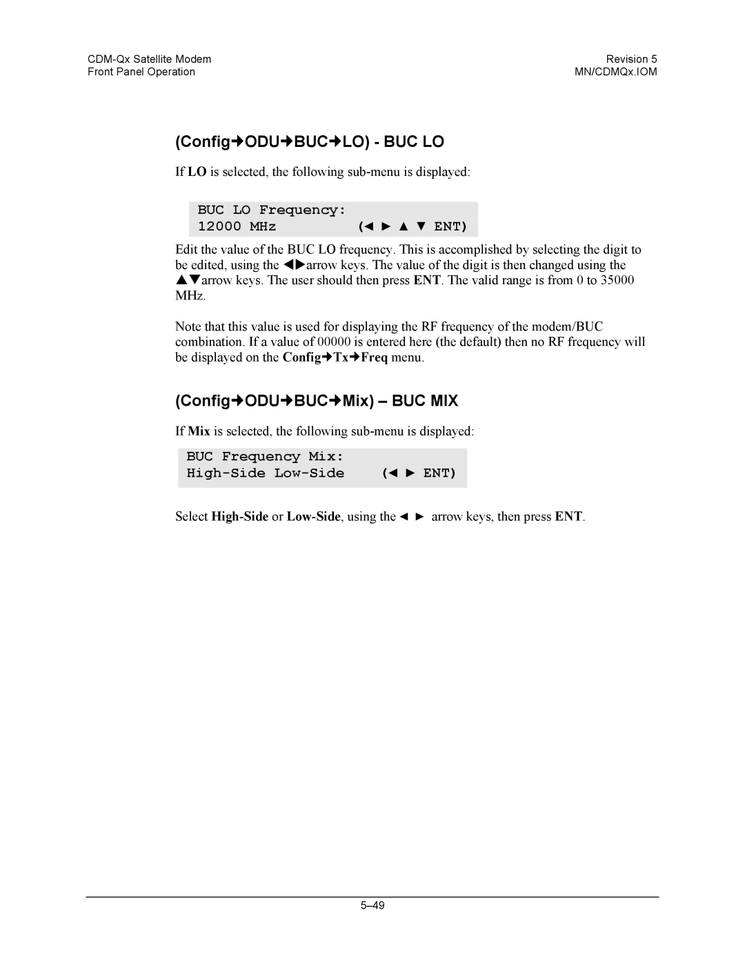 Mocomtech CDM-QX operation manual Config„ODU„BUC„LO BUC LO, Config„ODU„BUC„Mix BUC MIX 