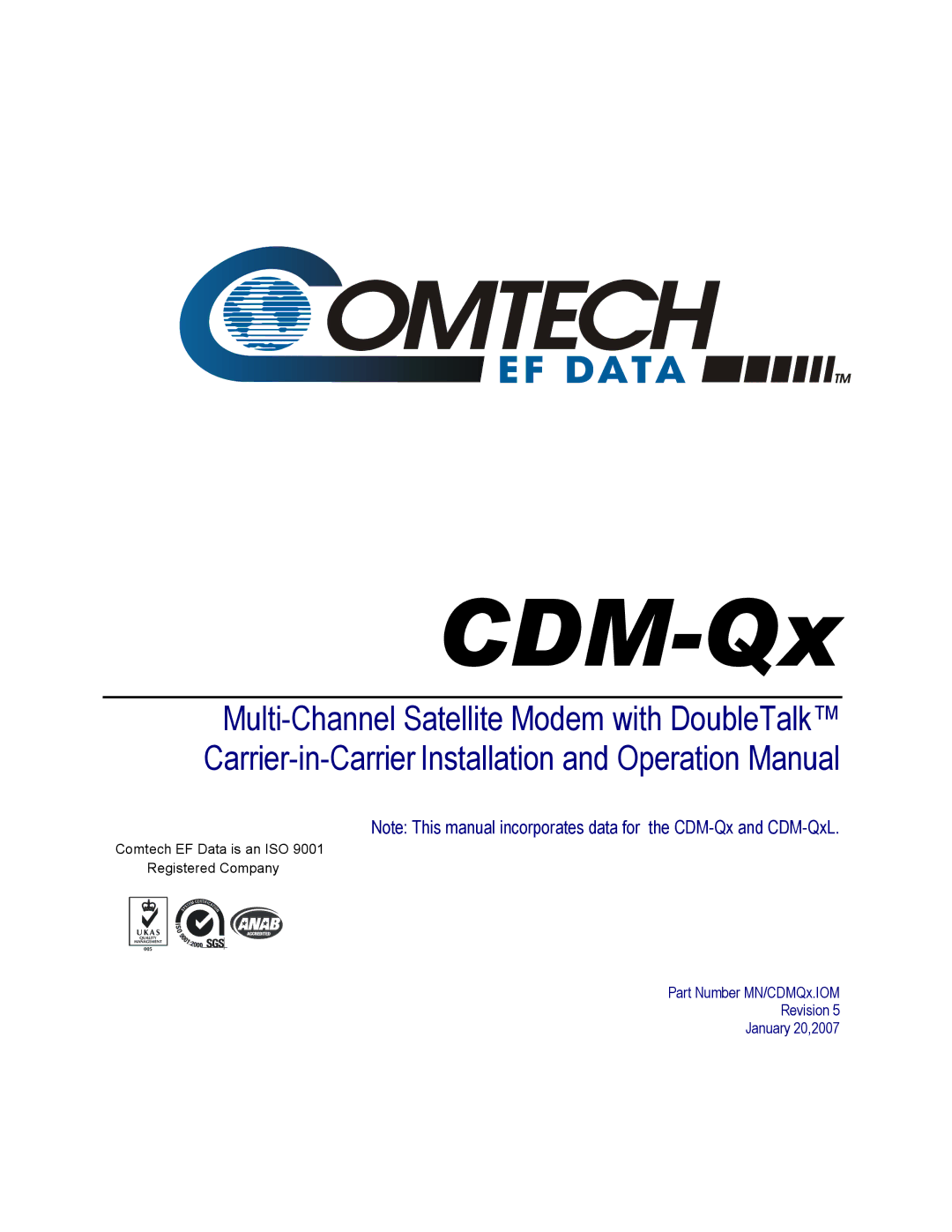 Mocomtech CDM-QX operation manual Part Number MN/CDMQx.IOM Revision January 20,2007 