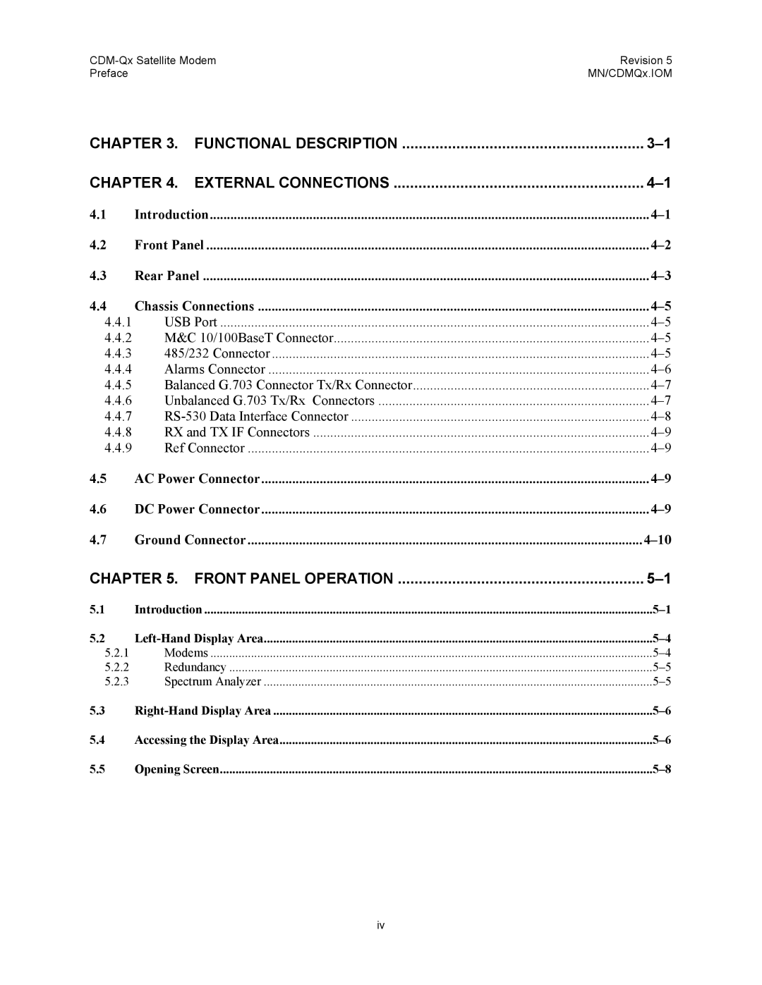 Mocomtech CDM-QX operation manual Chapter Functional Description External Connections 