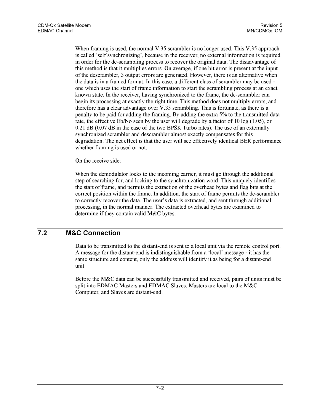 Mocomtech CDM-QX operation manual M&C Connection 