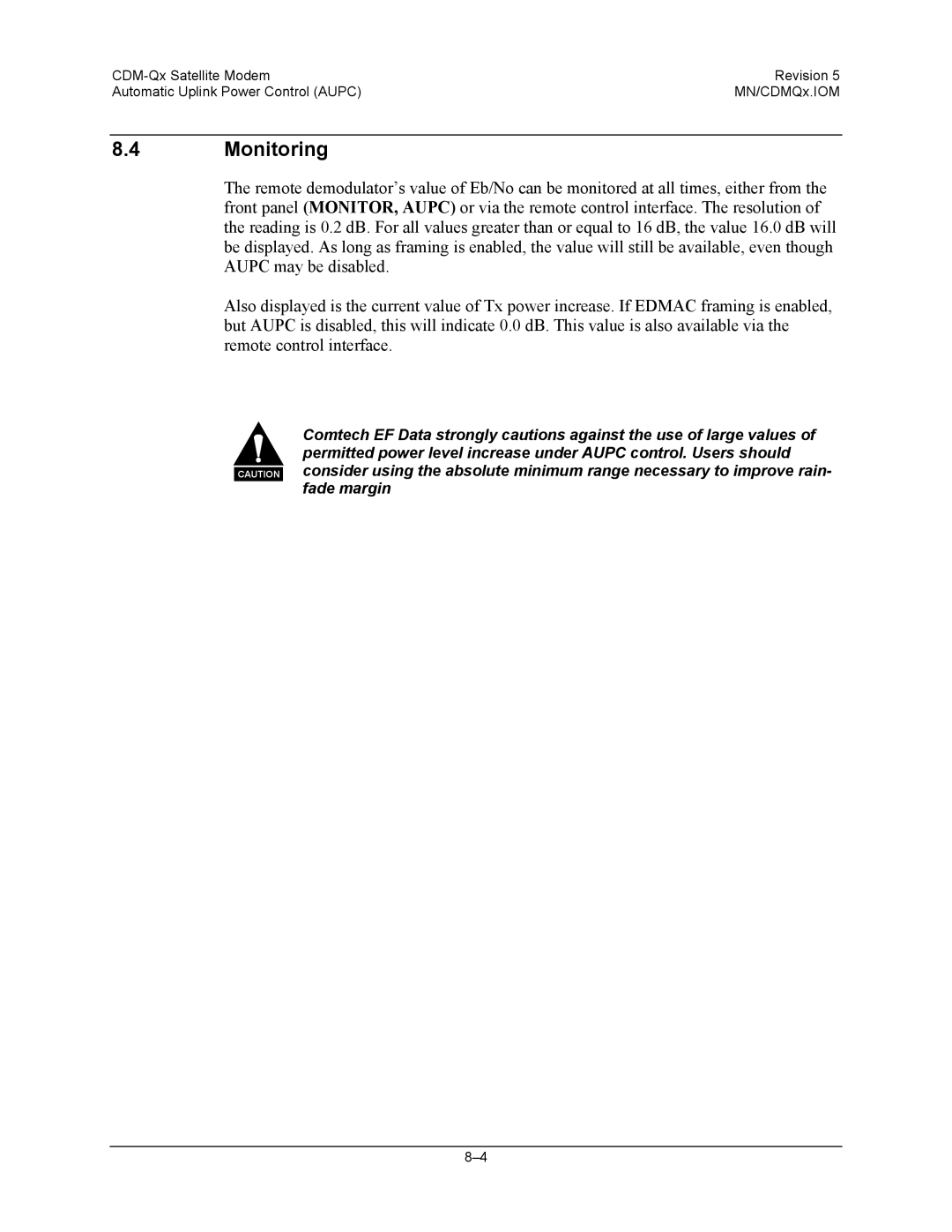 Mocomtech CDM-QX operation manual Monitoring 