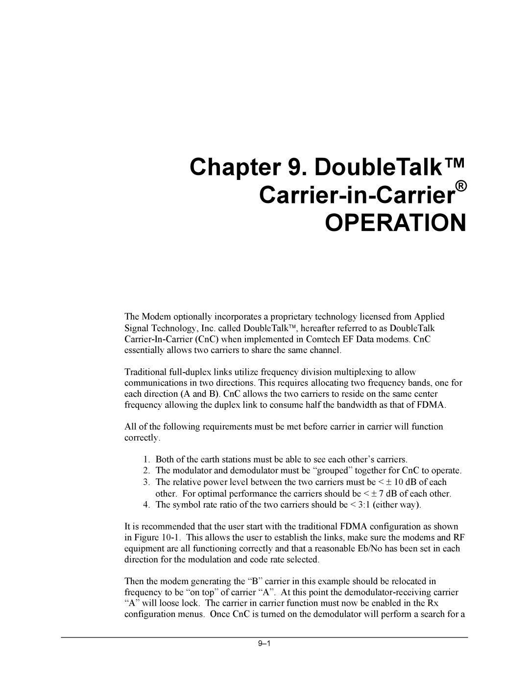 Mocomtech CDM-QX operation manual DoubleTalk Carrier-in-Carrier 