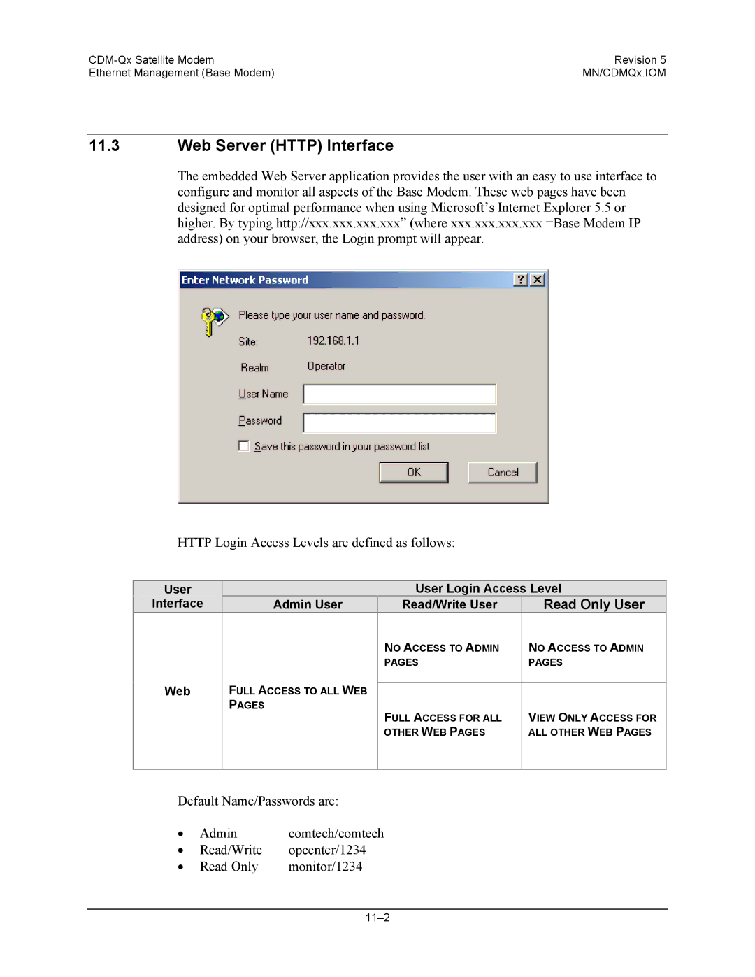 Mocomtech CDM-QX operation manual Web Server Http Interface 