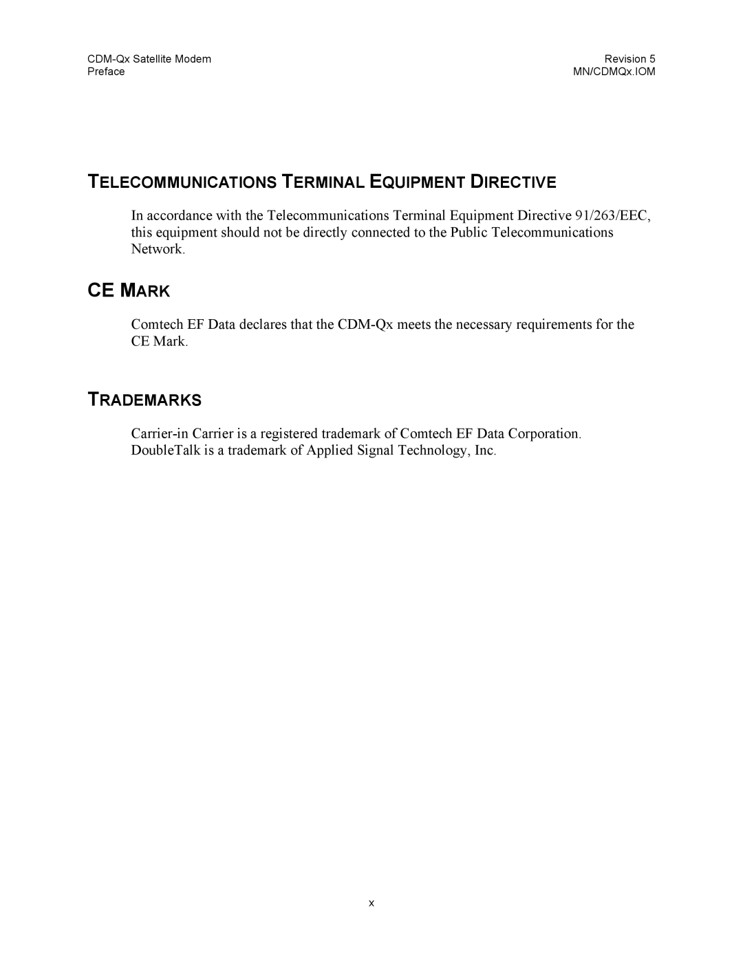 Mocomtech CDM-QX operation manual CE Mark 