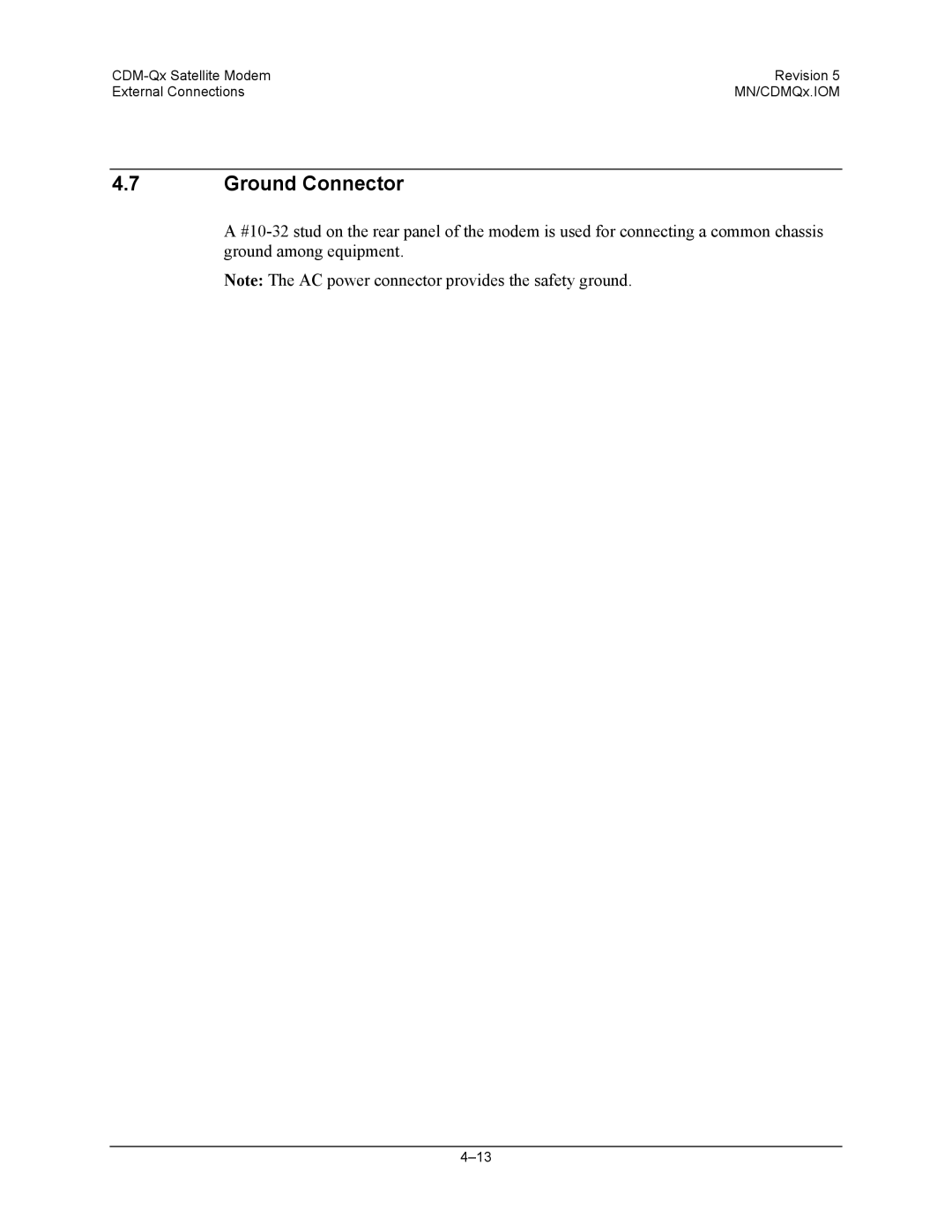 Mocomtech CDM-QX operation manual Ground Connector 