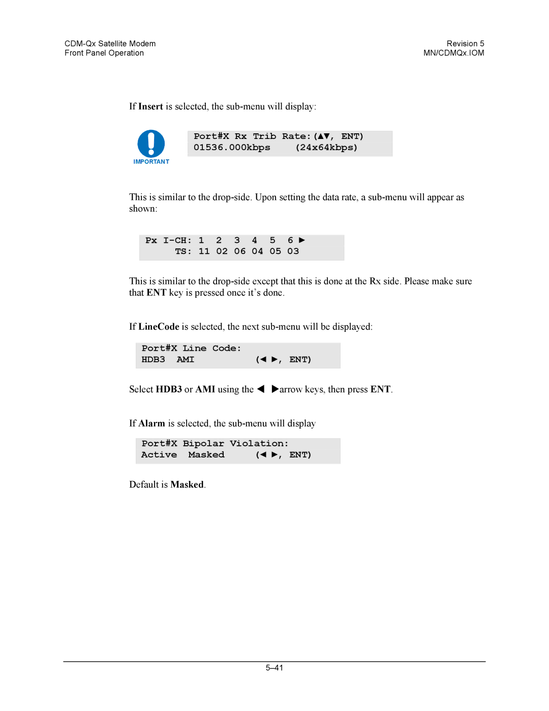 Mocomtech CDM-QX operation manual HDB3 AMI 