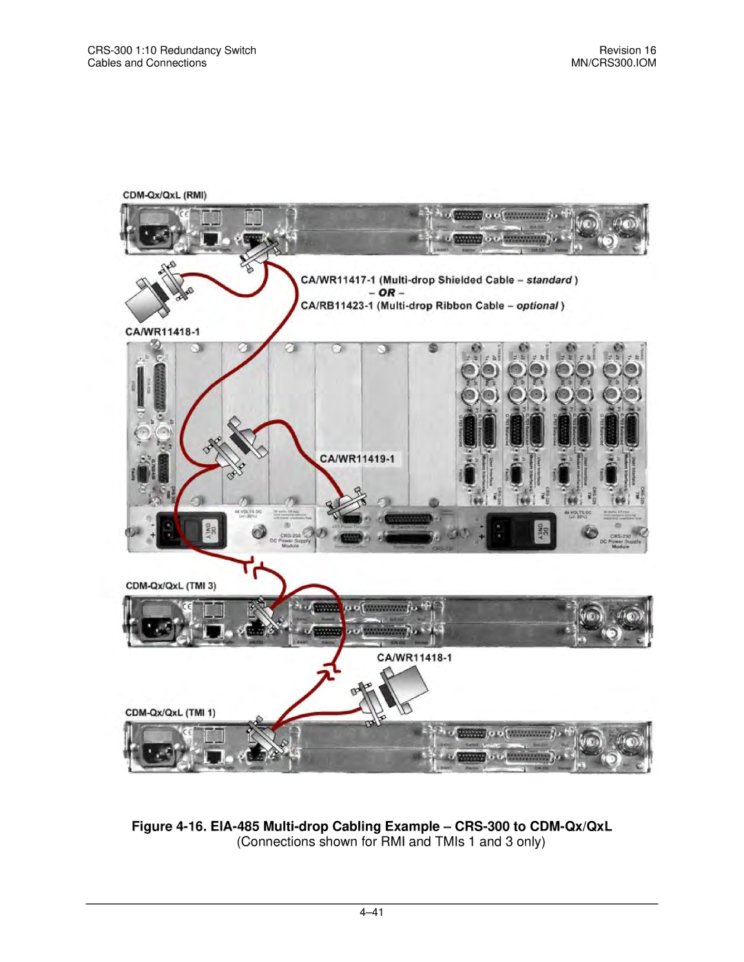 Mocomtech operation manual EIA-485 Multi-drop Cabling Example CRS-300 to CDM-Qx/QxL 