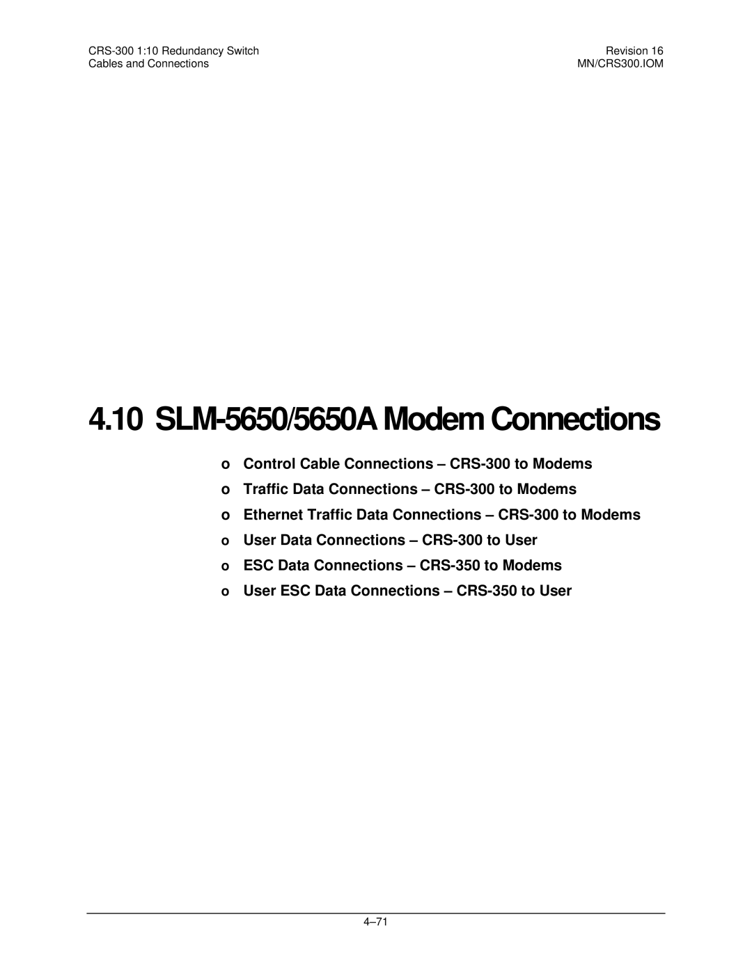 Mocomtech CRS-300 operation manual SLM-5650/5650A Modem Connections 