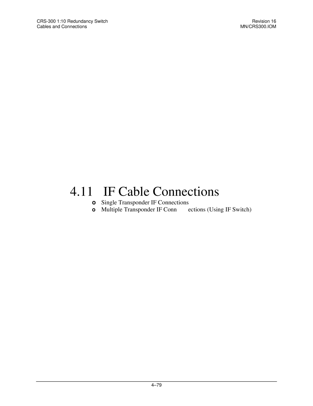 Mocomtech CRS-300 operation manual If Cable Connections 