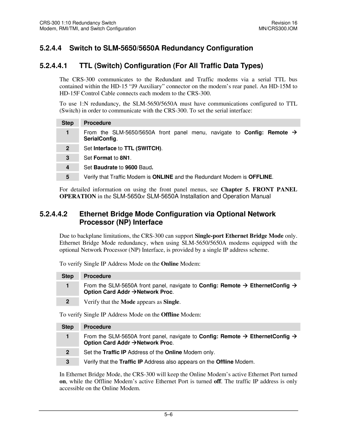 Mocomtech CRS-300 operation manual Step Procedure 