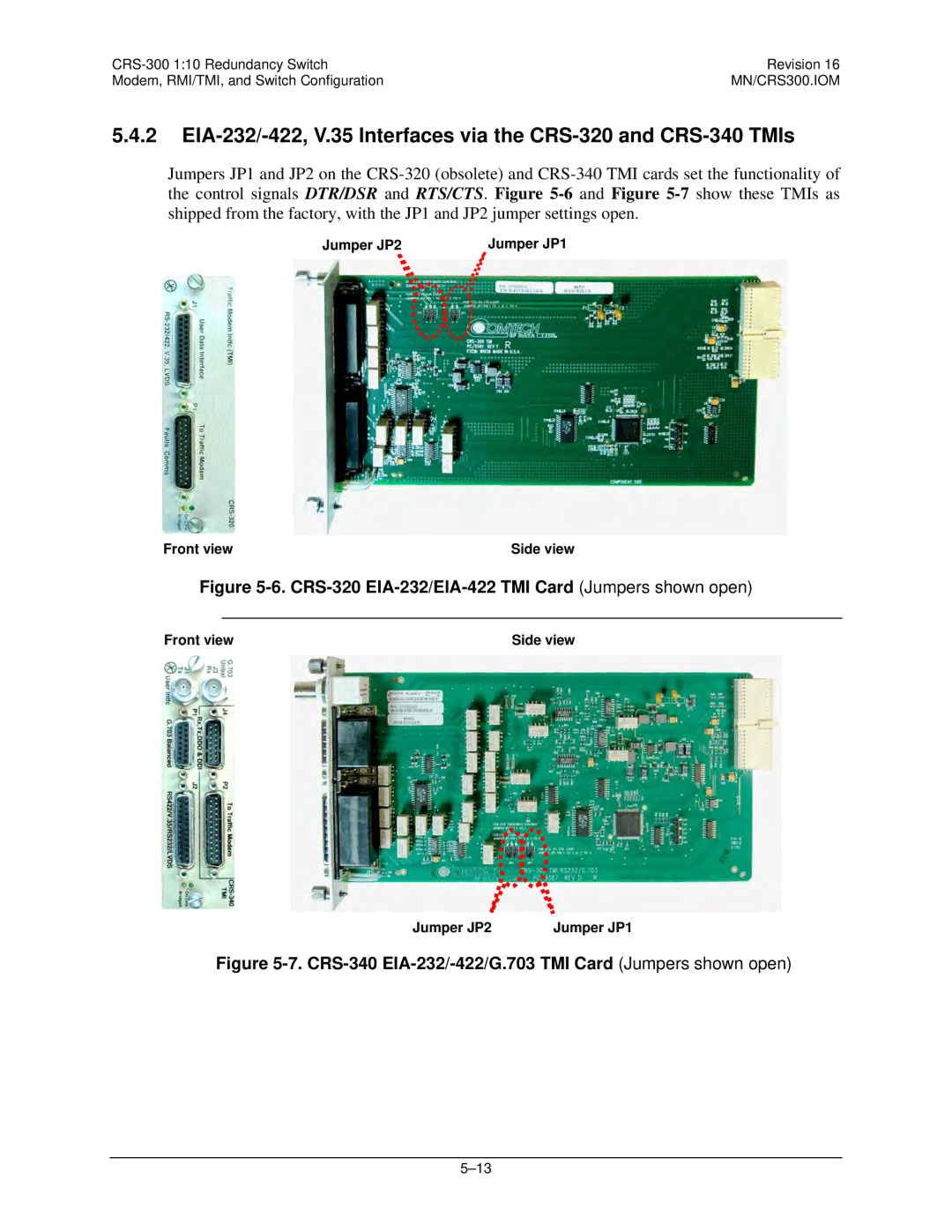 Mocomtech CRS-300 operation manual Front view Side view Jumper JP2 