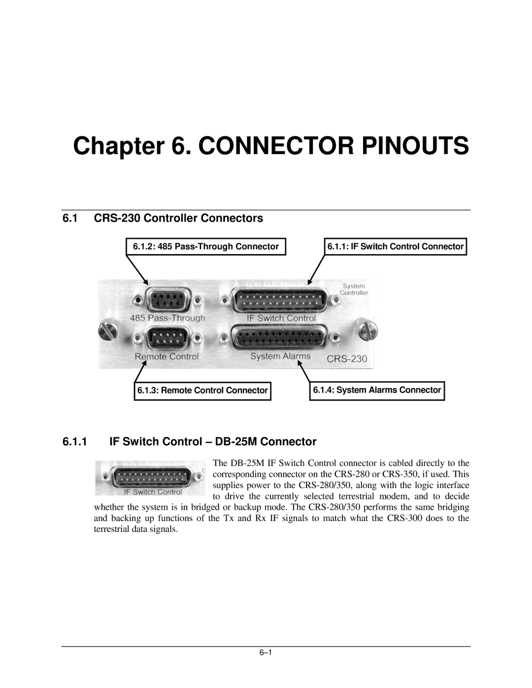 Mocomtech CRS-300 operation manual CRS-230 Controller Connectors, If Switch Control DB-25M Connector 