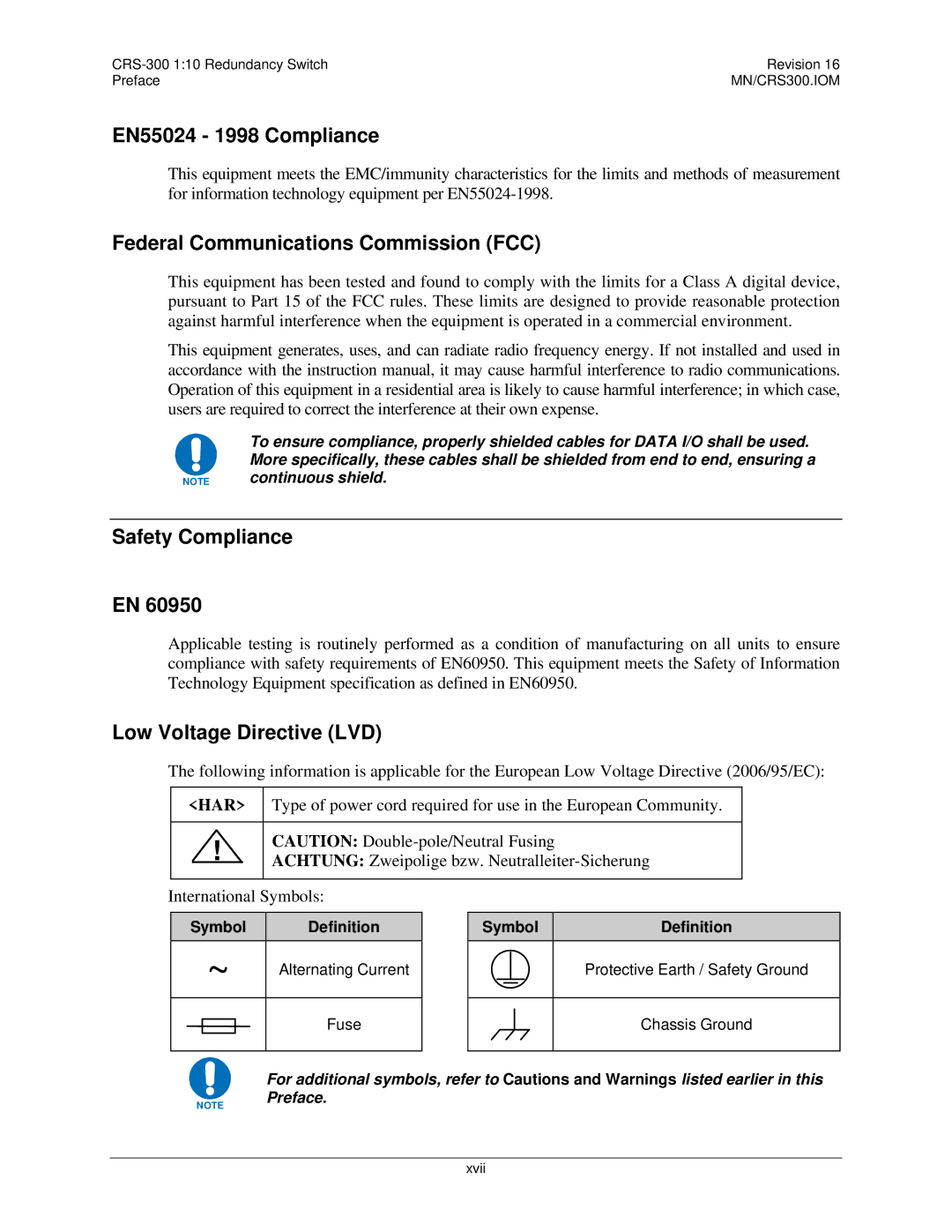 Mocomtech CRS-300 operation manual EN55024 1998 Compliance, Federal Communications Commission FCC, Safety Compliance 