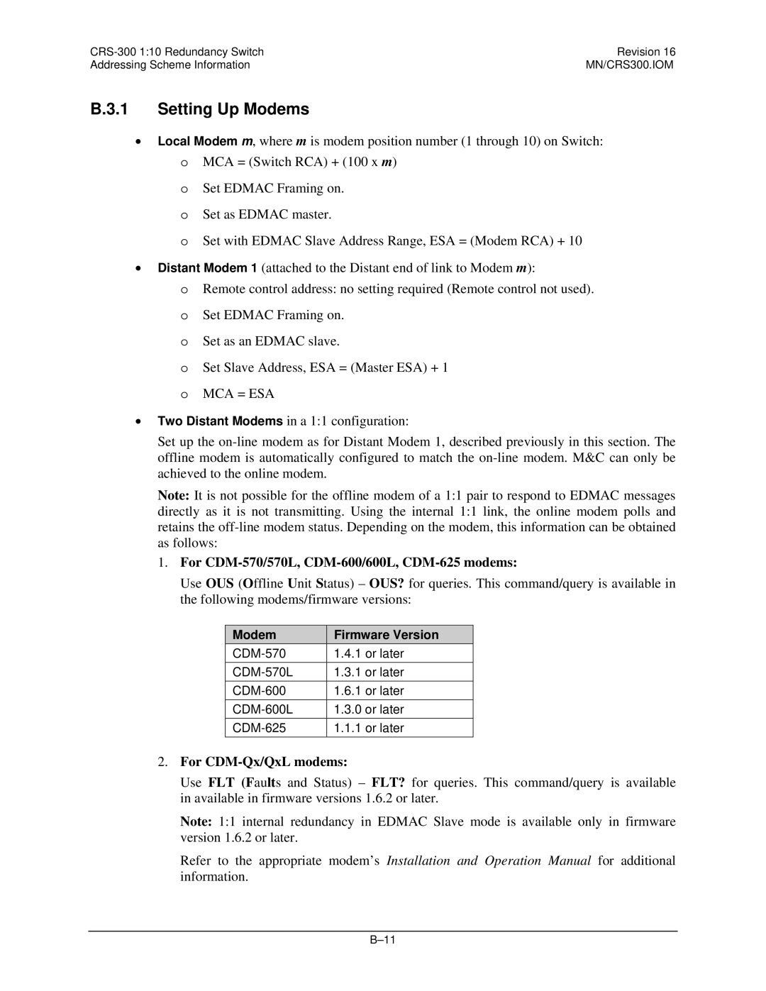 Mocomtech CRS-300 operation manual Setting Up Modems, For CDM-570/570L, CDM-600/600L, CDM-625 modems 