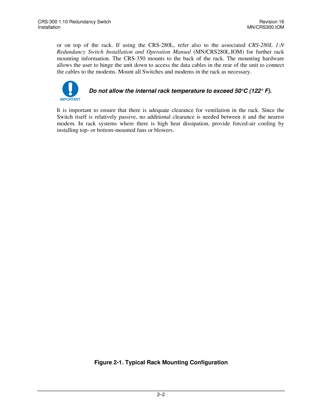 Mocomtech CRS-300 operation manual Typical Rack Mounting Configuration 