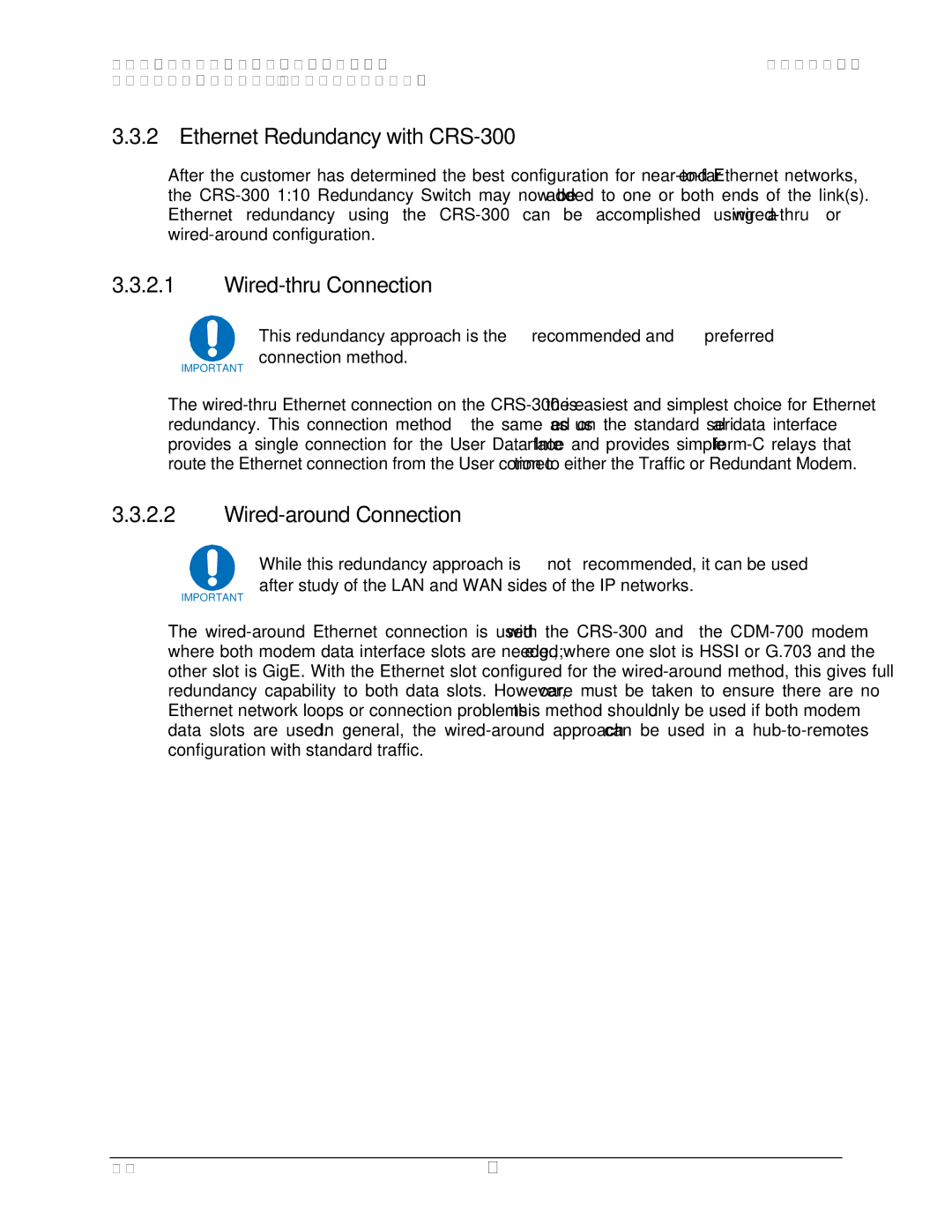 Mocomtech operation manual Ethernet Redundancy with CRS-300, Wired-thru Connection, Wired-around Connection 