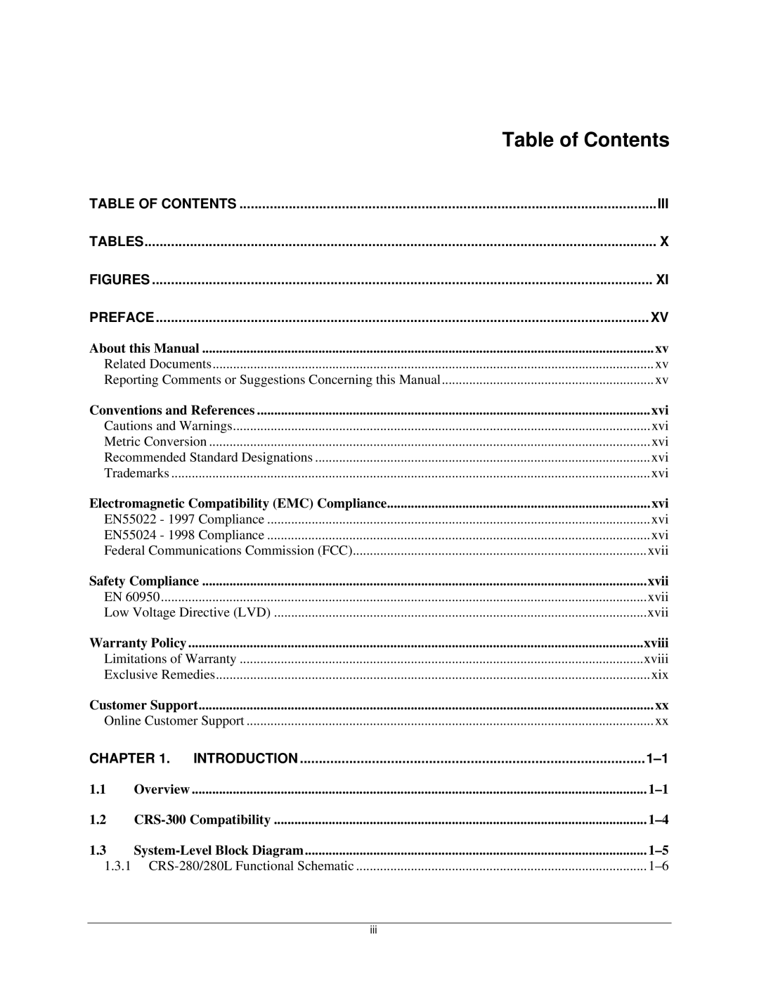 Mocomtech CRS-300 operation manual Table of Contents 