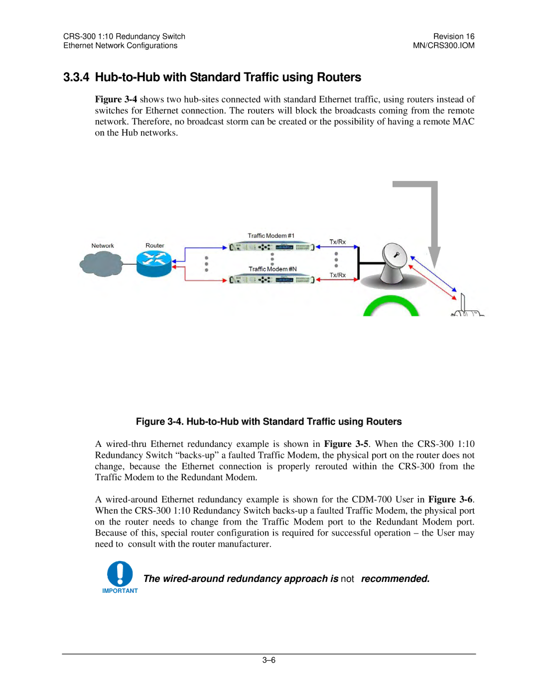 Mocomtech CRS-300 operation manual Hub-to-Hub with Standard Traffic using Routers 