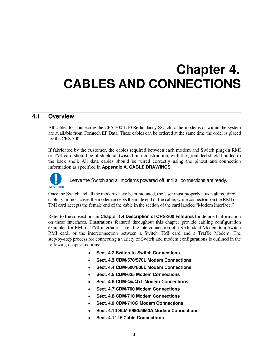 Mocomtech CRS-300 operation manual Cables and Connections, Overview 