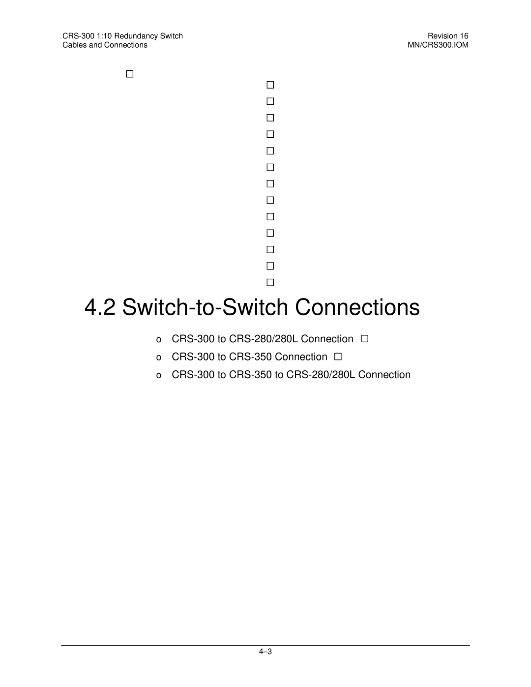 Mocomtech CRS-300 operation manual Switch-to-Switch Connections 