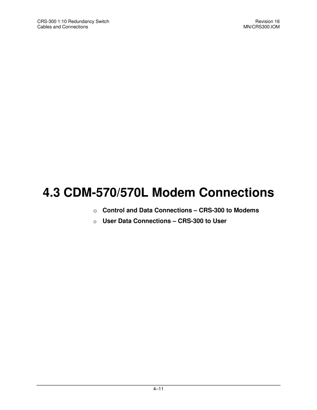 Mocomtech CRS-300 operation manual CDM-570/570L Modem Connections 