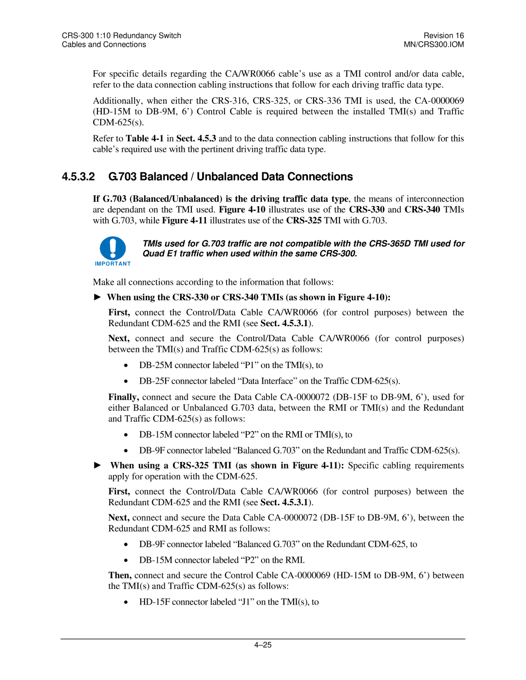 Mocomtech CRS-300 operation manual 3.2 G.703 Balanced / Unbalanced Data Connections 