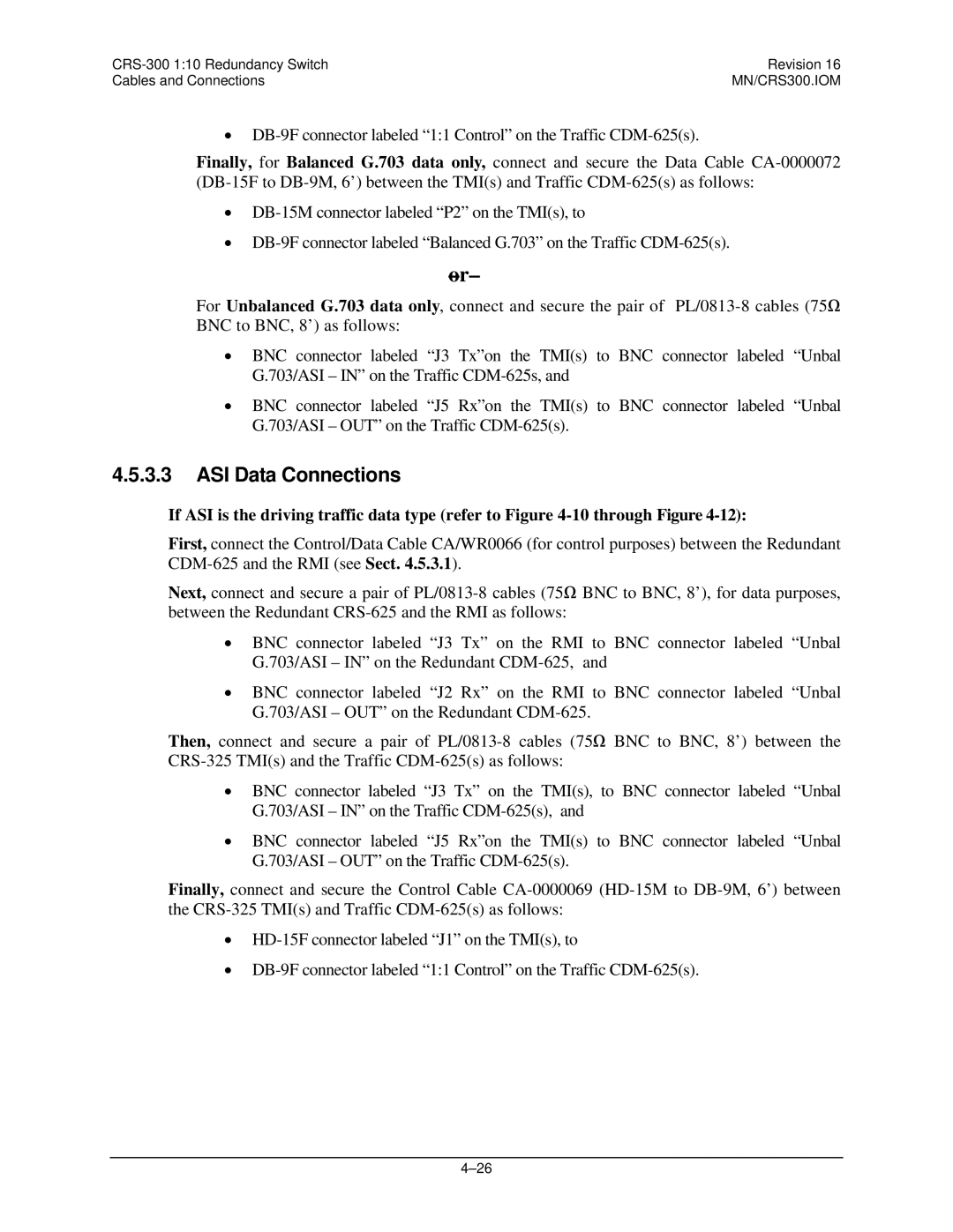 Mocomtech CRS-300 operation manual ASI Data Connections 