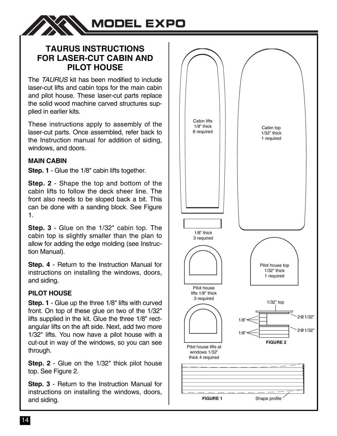 Model Shipways 2021 manual Taurus Instructions For LASER-CUT Cabin Pilot House 