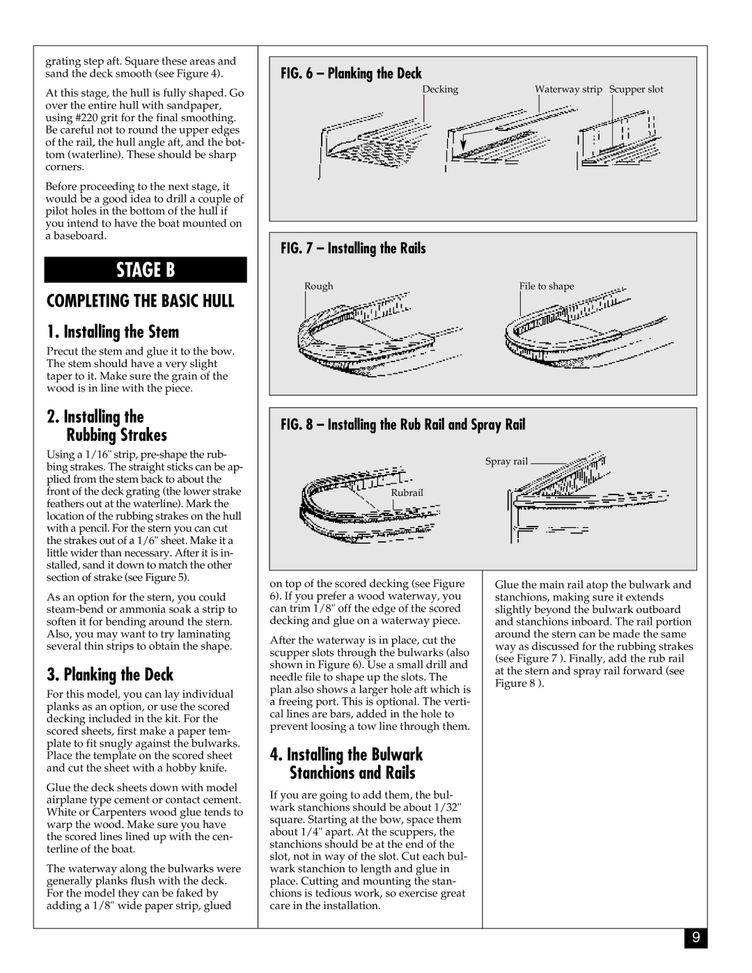 Model Shipways 2021 manual Installing the Stem, Installing Rubbing Strakes, Planking the Deck 