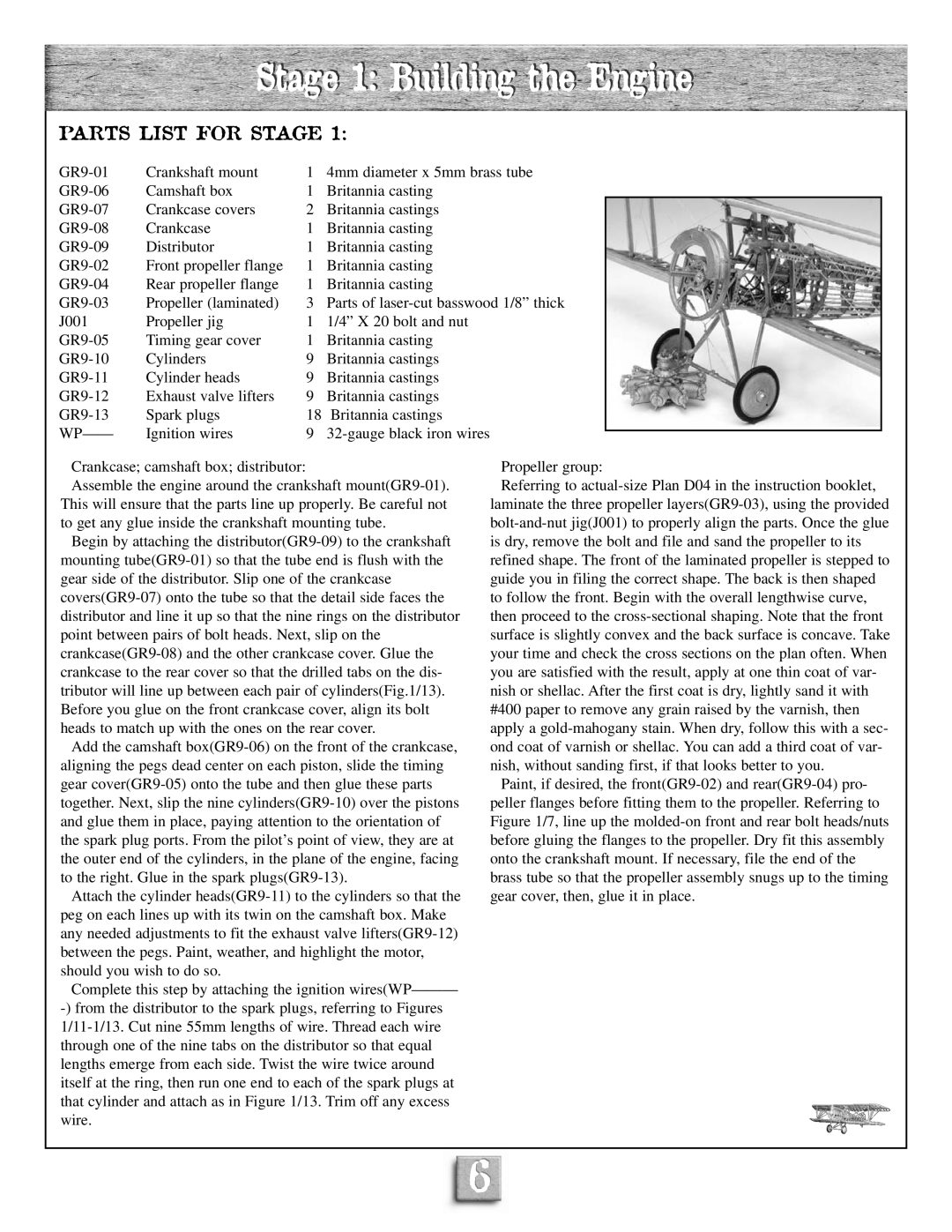 Model Shipways 28 manual Stage 1 Building the Engine, Parts List for Stage 