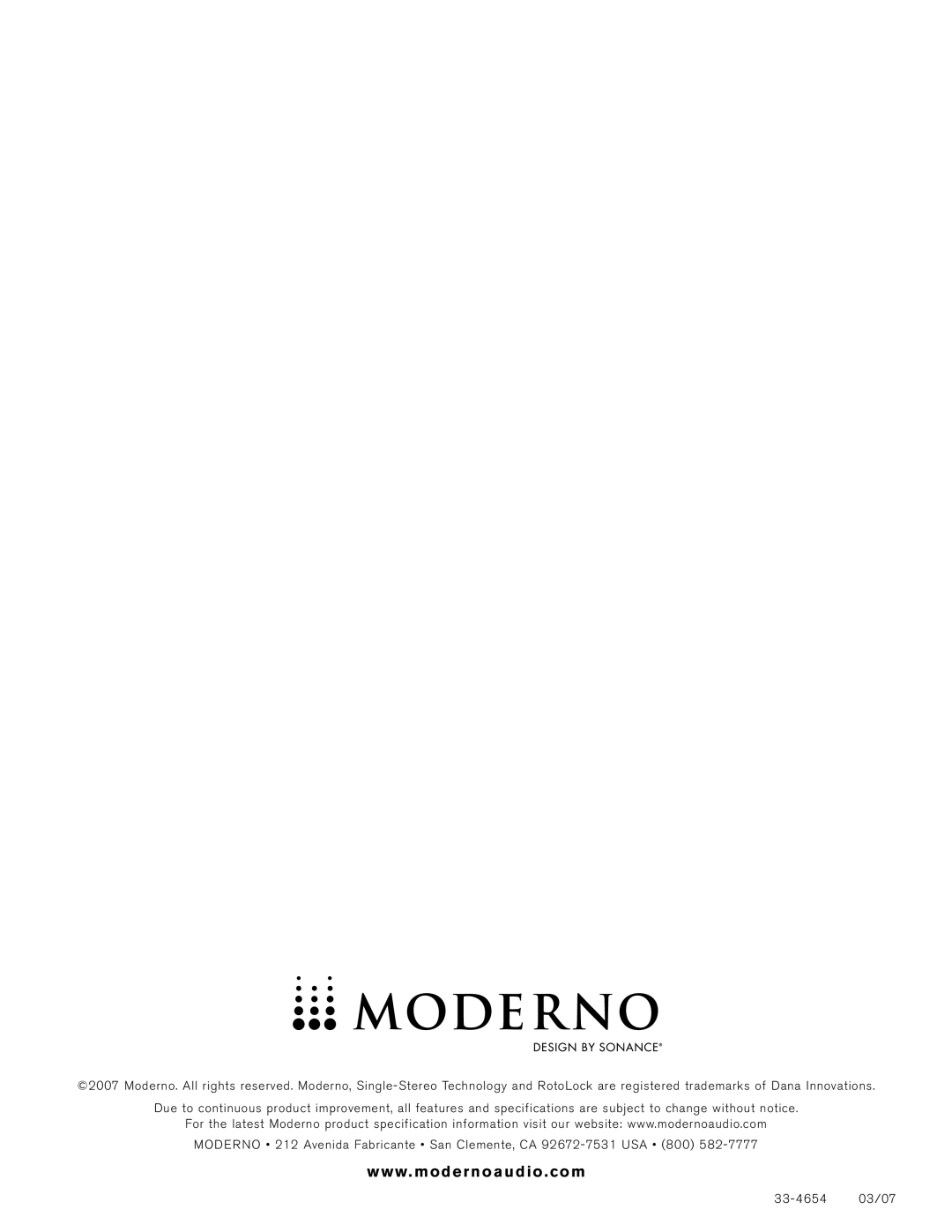 Moderno M6RSST instruction manual W. m o d e r n o a u d i o . c o m 