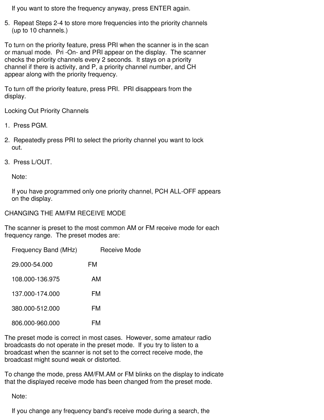 Moen 200-0564 manual Changing the AM/FM Receive Mode 