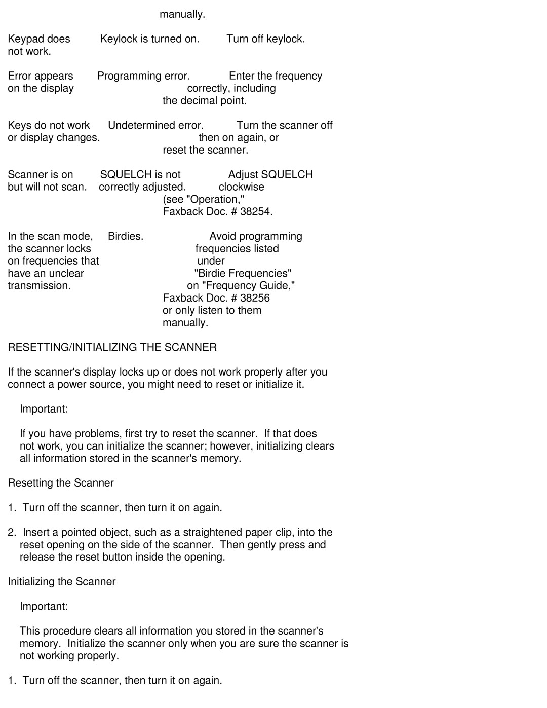 Moen 200-0564 manual RESETTING/INITIALIZING the Scanner 